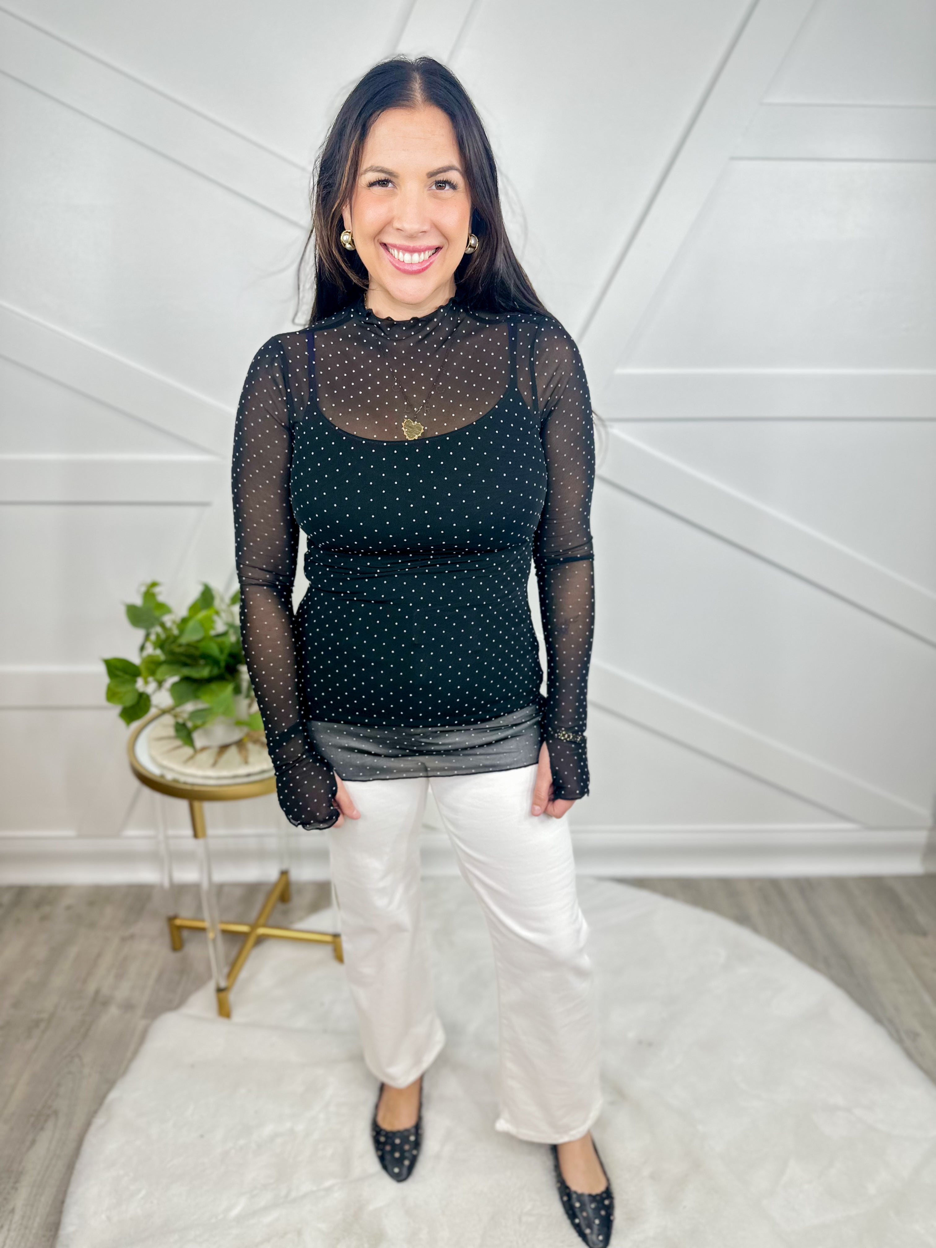 Smitten Mesh Top-120 Long Sleeve Tops-Sweet Generis-Heathered Boho Boutique, Women's Fashion and Accessories in Palmetto, FL