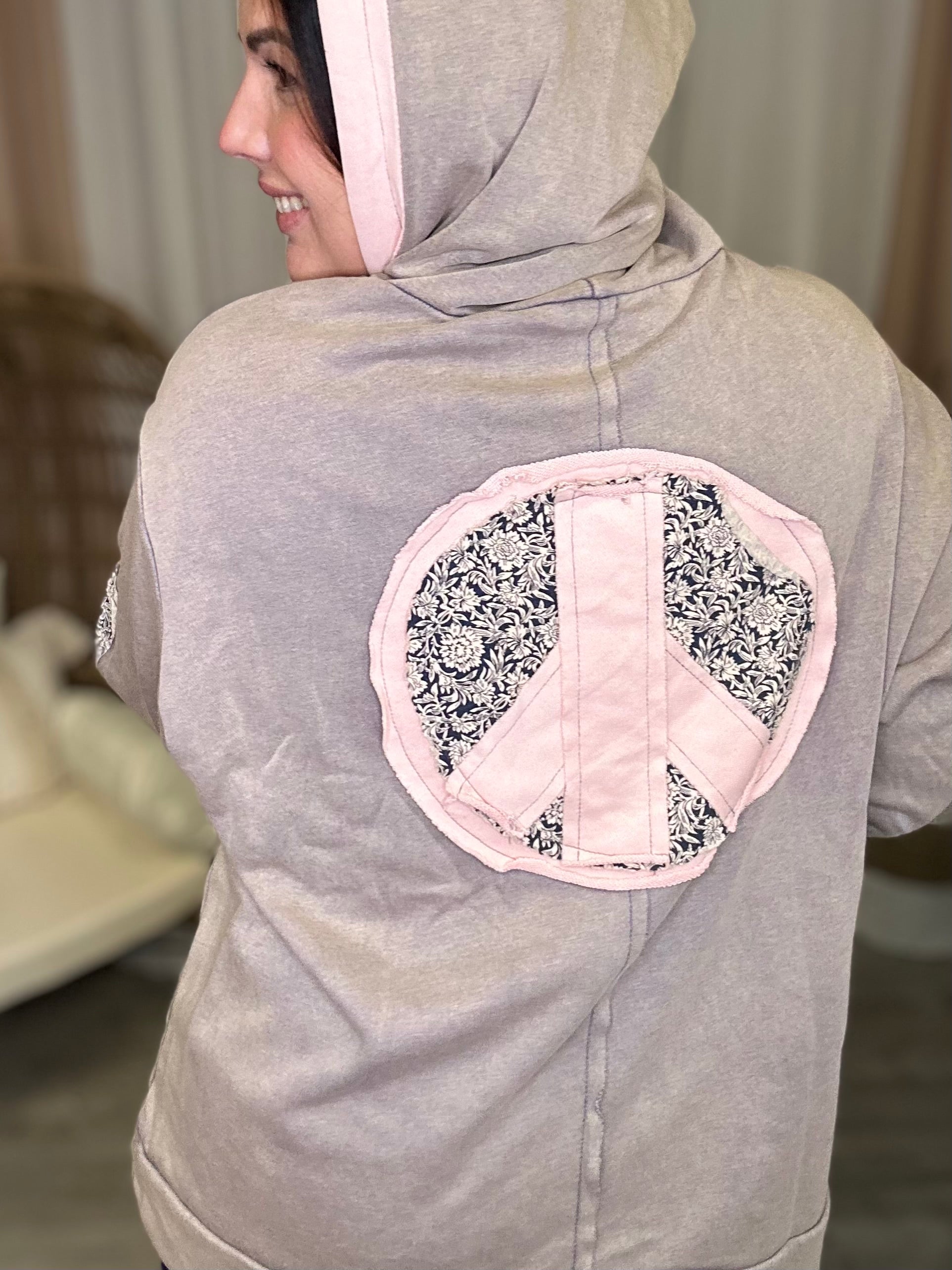 RESTOCK : Tranquility and Peace Hoodie-210 Hoodies-Pol-Heathered Boho Boutique, Women's Fashion and Accessories in Palmetto, FL