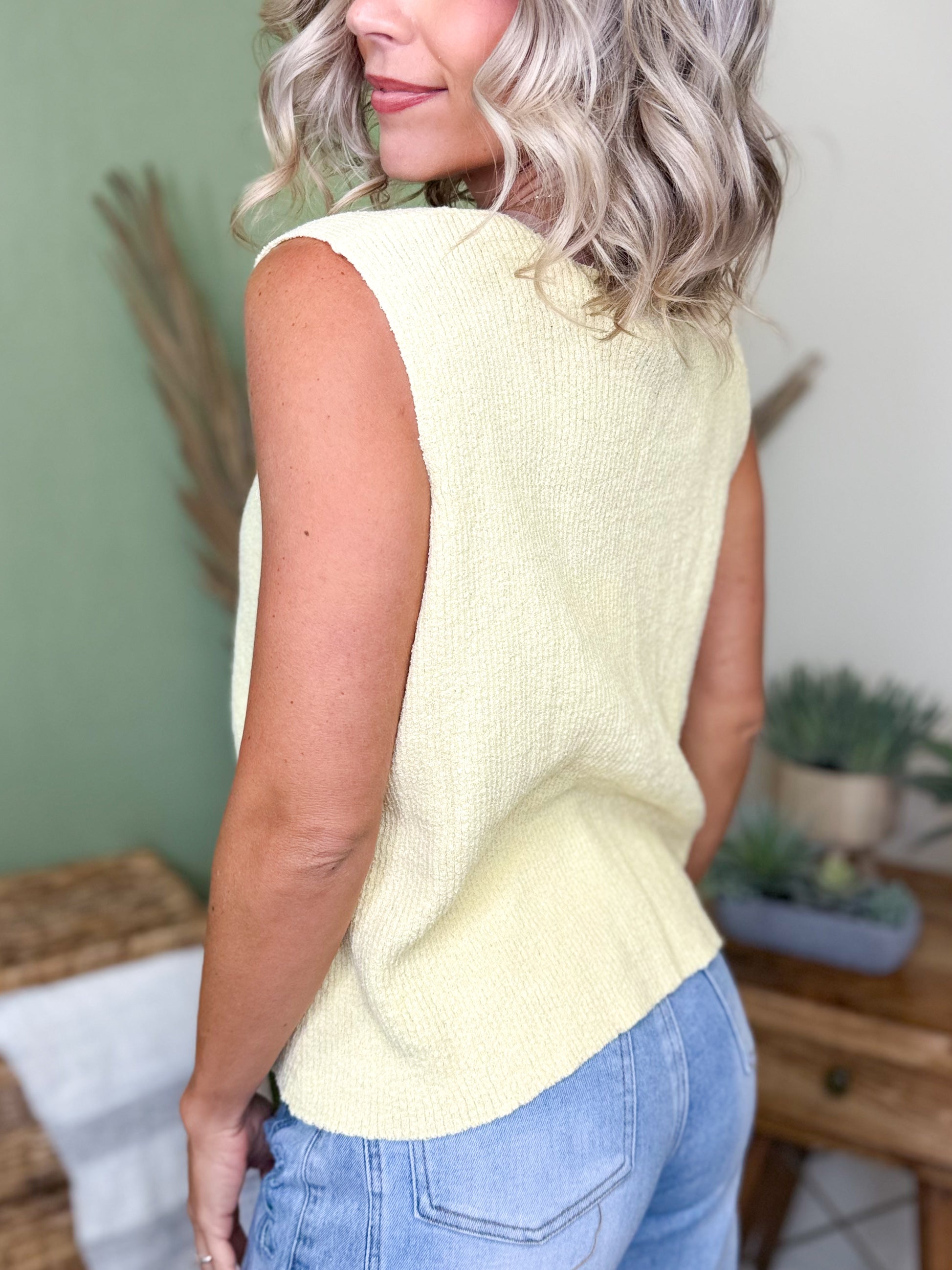 The Sweet Stitch Button-Up Vest Top-110 SHORT SLEEVE TOP-POLAGRAM-Heathered Boho Boutique, Women's Fashion and Accessories in Palmetto, FL
