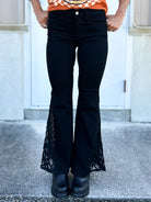 After Midnight Lace Flare Jeans - Short-190 JEANS-JUDY BLUE-Heathered Boho Boutique, Women's Fashion and Accessories in Palmetto, FL