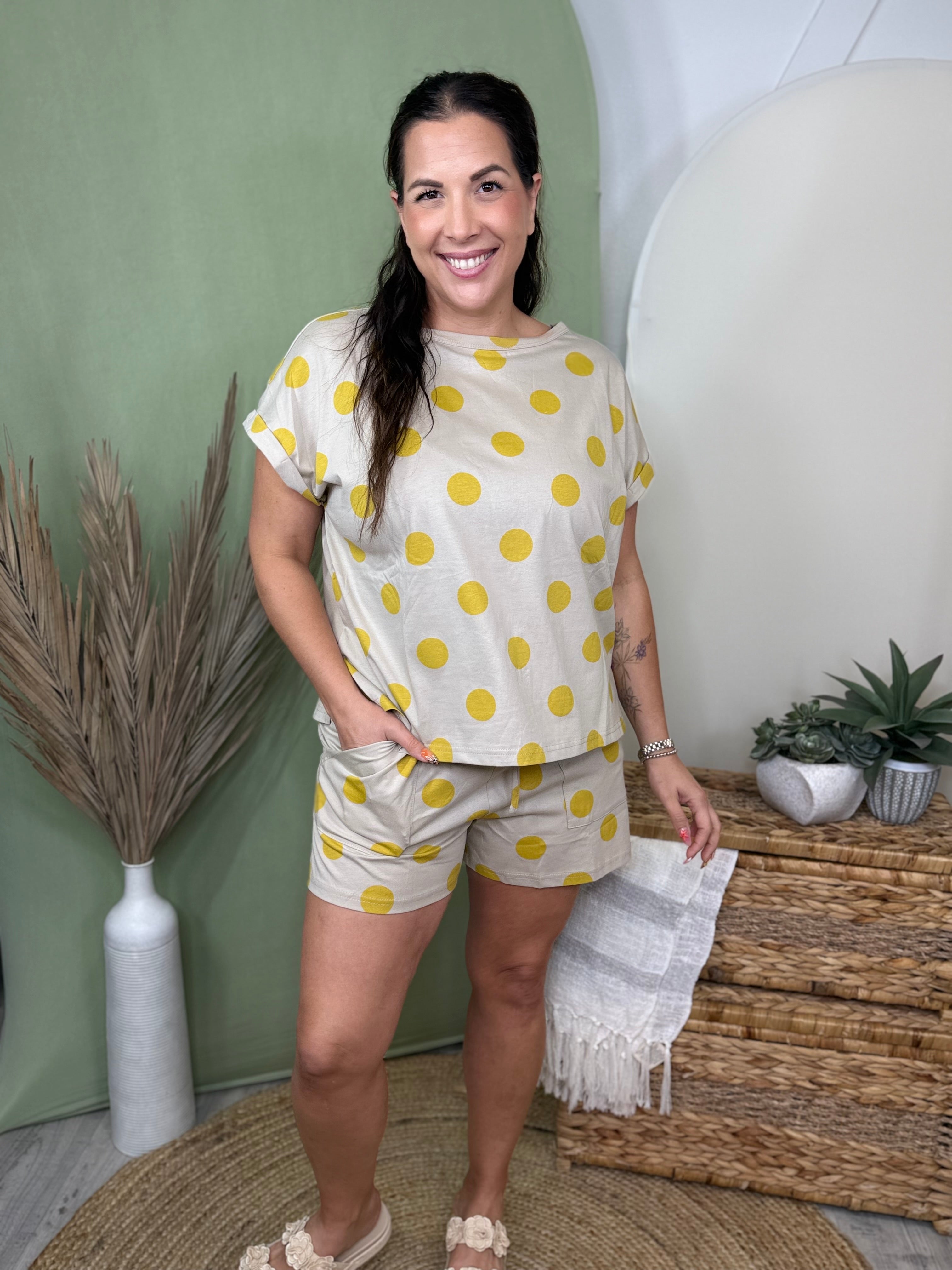Restock: Poppy Dot Lounge Set-240 ACTIVEWEAR/SETS-ODDI-Heathered Boho Boutique, Women's Fashion and Accessories in Palmetto, FL