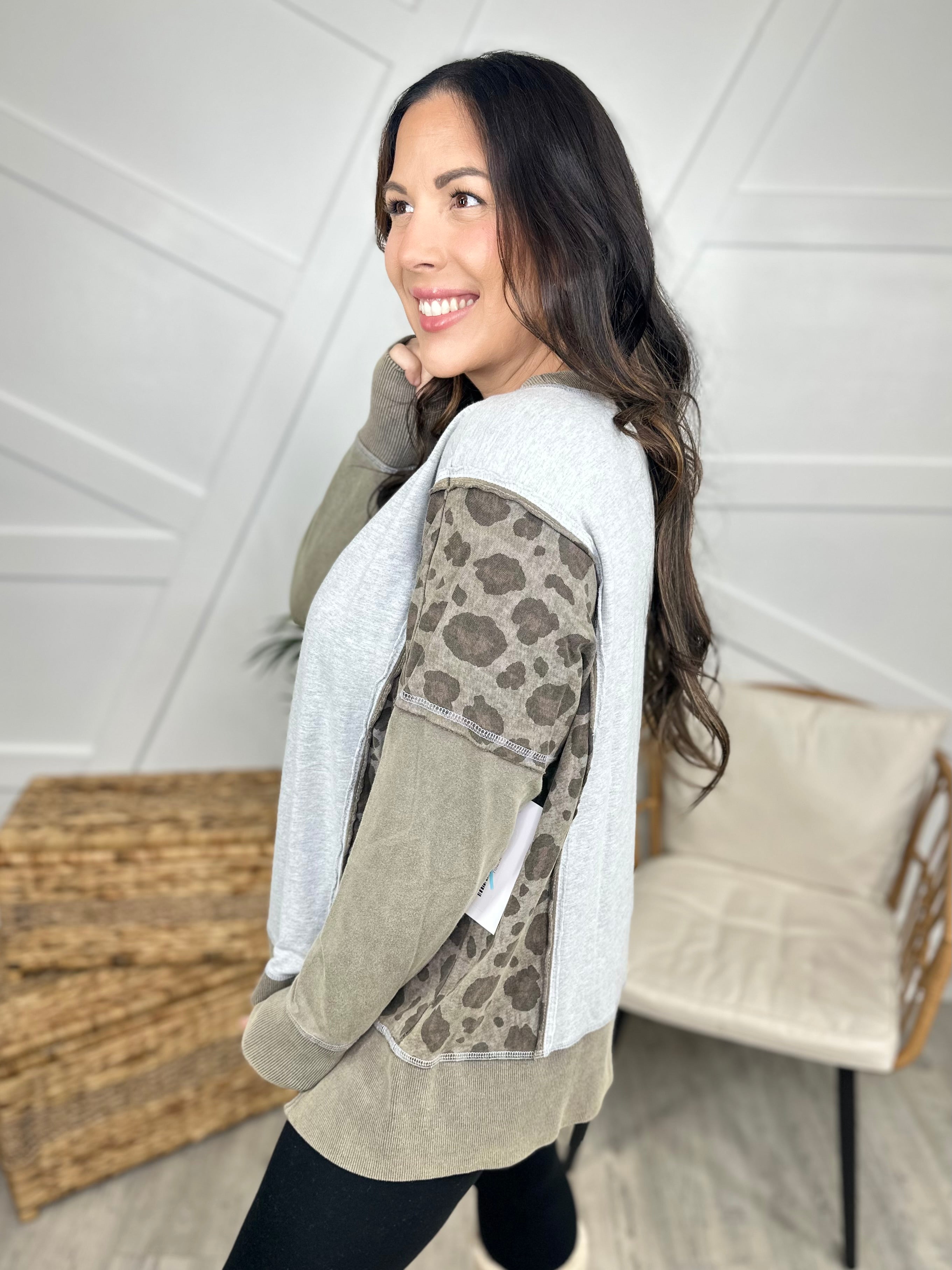 Hissy Fit Crewneck Top-120 Long Sleeve Tops-White Birch-Heathered Boho Boutique, Women's Fashion and Accessories in Palmetto, FL