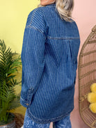 Railway Stripe Shacket-200 JACKETS/SHACKETS-RISEN-Heathered Boho Boutique, Women's Fashion and Accessories in Palmetto, FL
