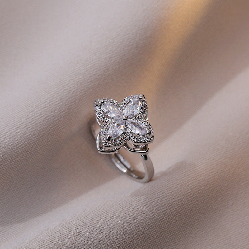 Classy Flower Charm Anxiety Ring-310 Jewelry-NIHAO JEWELRY-Heathered Boho Boutique, Women's Fashion and Accessories in Palmetto, FL