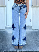 Starstruck Wide Leg Jeans By Saige-190 JEANS-SAIGE DENIM-Heathered Boho Boutique, Women's Fashion and Accessories in Palmetto, FL