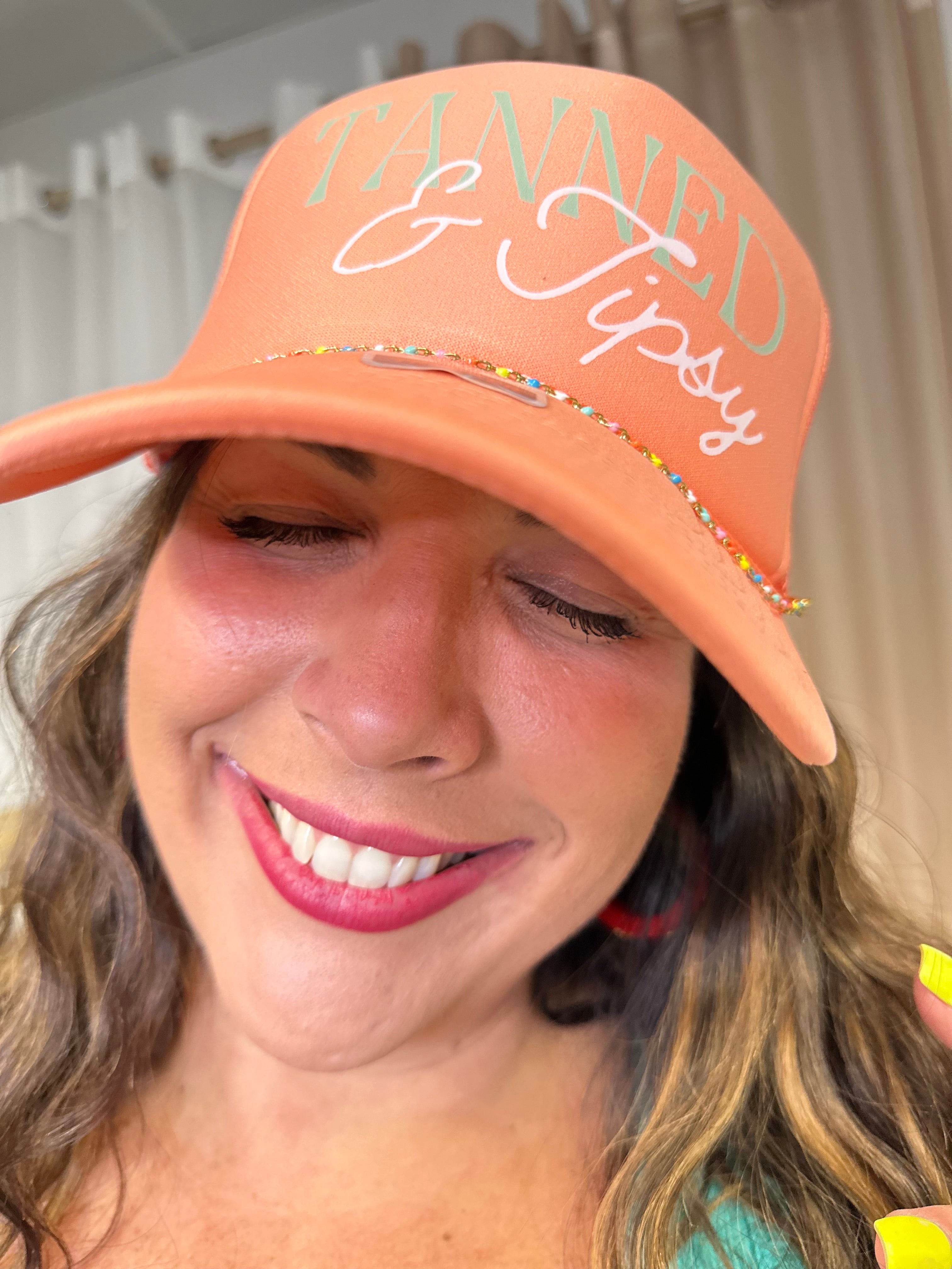 Tanned & Tipsy Trucker Hat-330 Headwear-Summer Tees-Heathered Boho Boutique, Women's Fashion and Accessories in Palmetto, FL