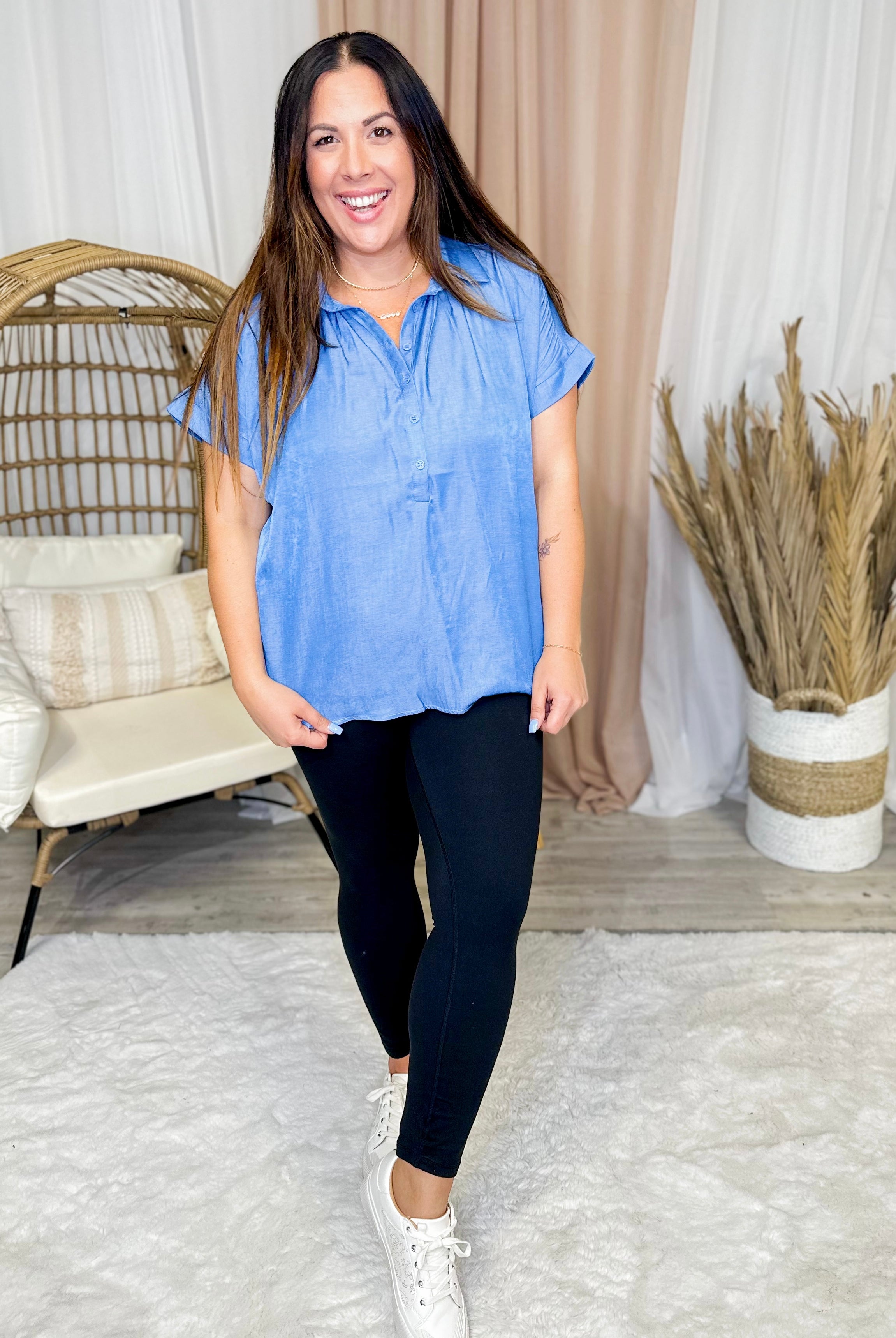 Picture Perfect Top-110 Short Sleeve Top-First Love-Heathered Boho Boutique, Women's Fashion and Accessories in Palmetto, FL