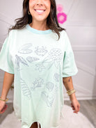 Coastal Oversized Tee-110 Short Sleeve Top-Easel-Heathered Boho Boutique, Women's Fashion and Accessories in Palmetto, FL