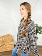 Weekend Fun Flannel Top-120 Long Sleeve Tops-Adora-Heathered Boho Boutique, Women's Fashion and Accessories in Palmetto, FL