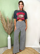 Railway Stripe Wide Leg Pants-150 PANTS-HEIMISH-Heathered Boho Boutique, Women's Fashion and Accessories in Palmetto, FL