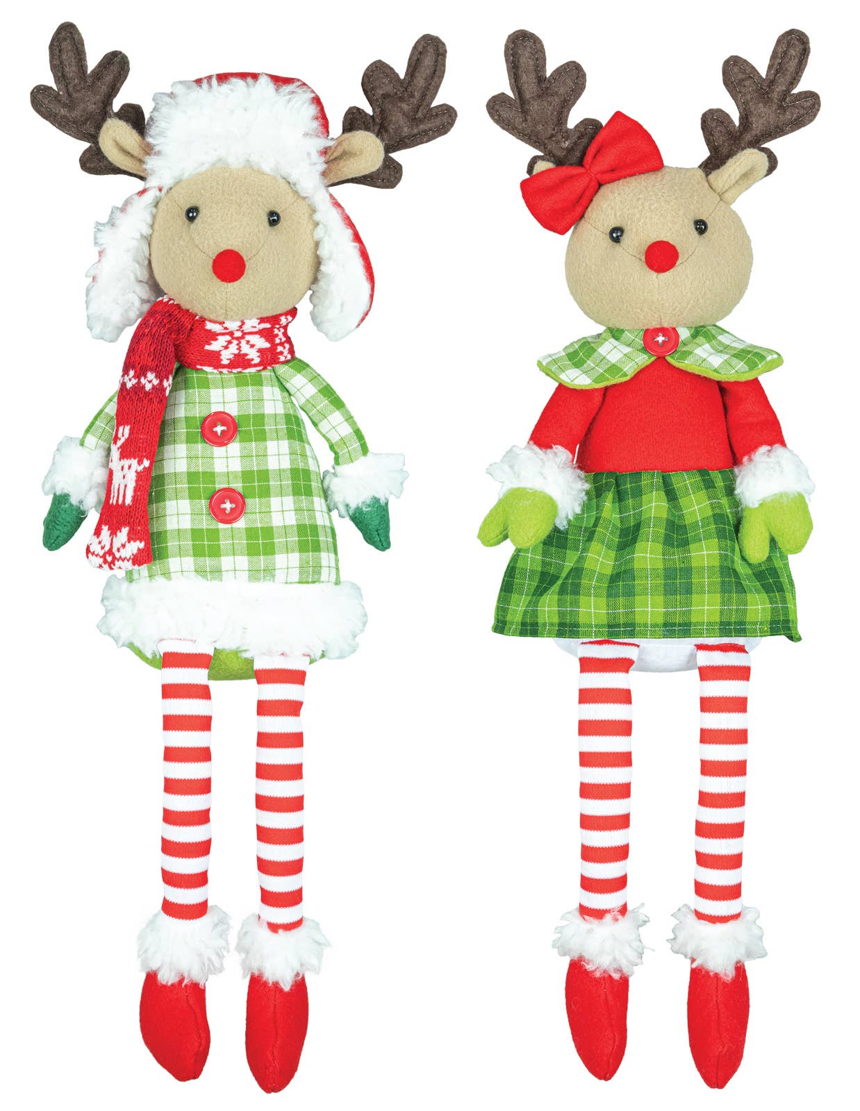 Peppermint Plaid Reindeer Dangle Leg-340 Other Accessories-Hanna's Handiworks-Heathered Boho Boutique, Women's Fashion and Accessories in Palmetto, FL