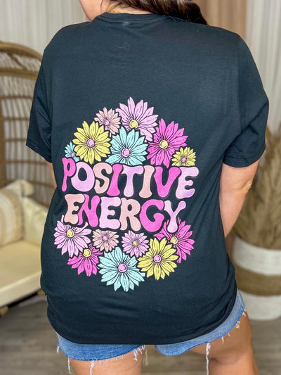 Positive Energy Floral Graphic Tee-Heathered Boho-Heathered Boho Boutique, Women's Fashion and Accessories in Palmetto, FL