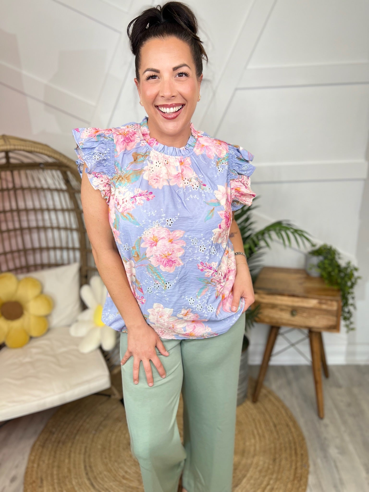 Whistledown Top-110 SHORT SLEEVE TOP-ODDI-Heathered Boho Boutique, Women's Fashion and Accessories in Palmetto, FL