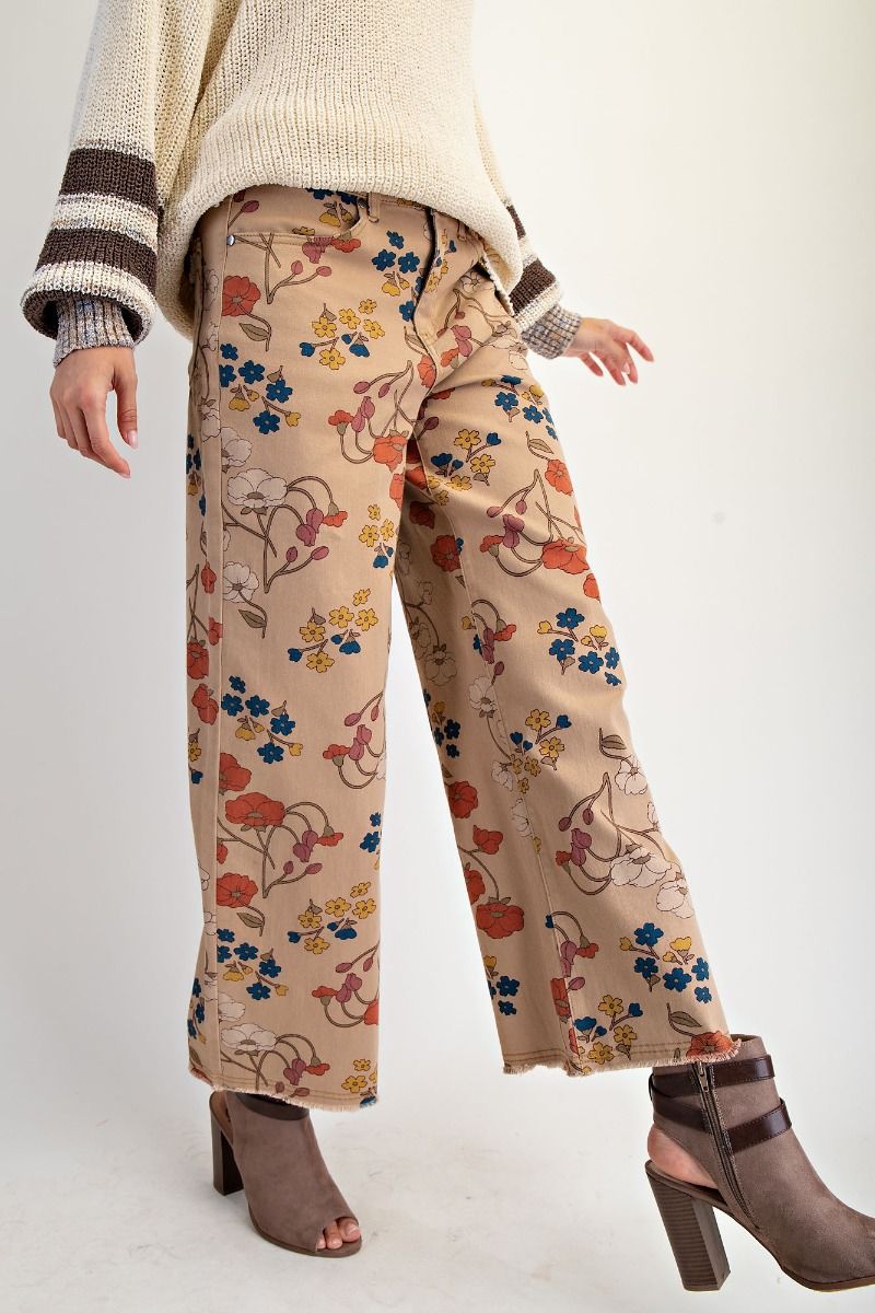 Restock: Floral Friend Pants (Reg & Curvy)-150 PANTS-EASEL-Heathered Boho Boutique, Women's Fashion and Accessories in Palmetto, FL