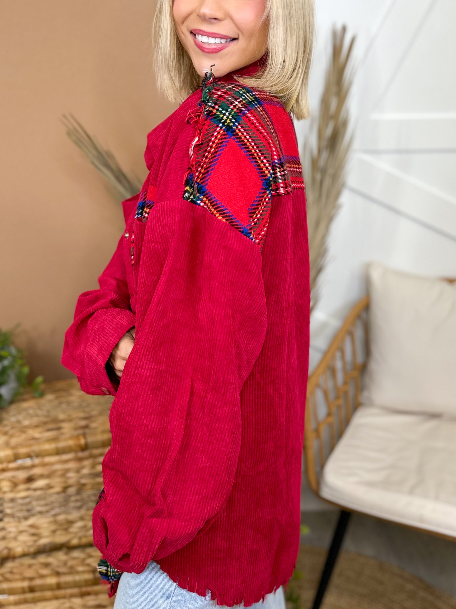 Tartan Shacket (Reg & Curvy)-200 Jackets/Shackets-Jade by Jane-Heathered Boho Boutique, Women's Fashion and Accessories in Palmetto, FL