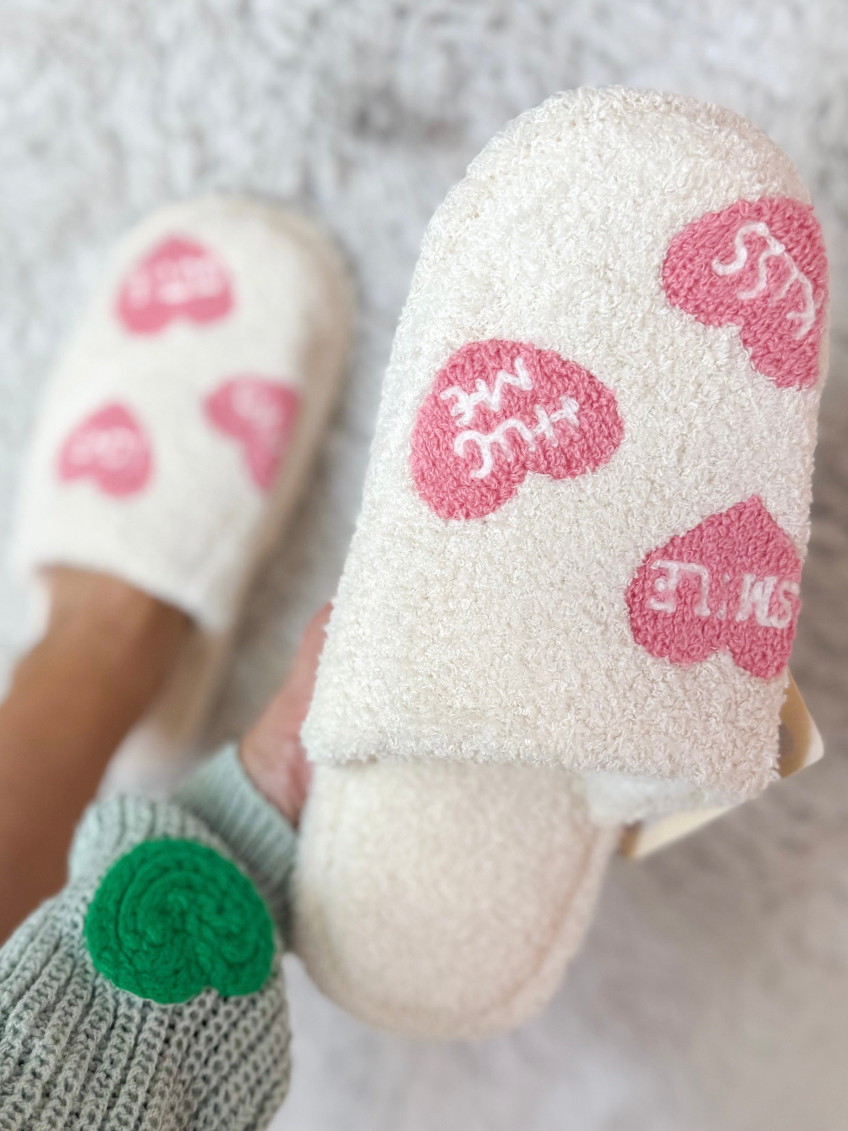 Candy Heart Embroidered Slippers-350 SHOES-Jasmine Trading Corp-Heathered Boho Boutique, Women's Fashion and Accessories in Palmetto, FL