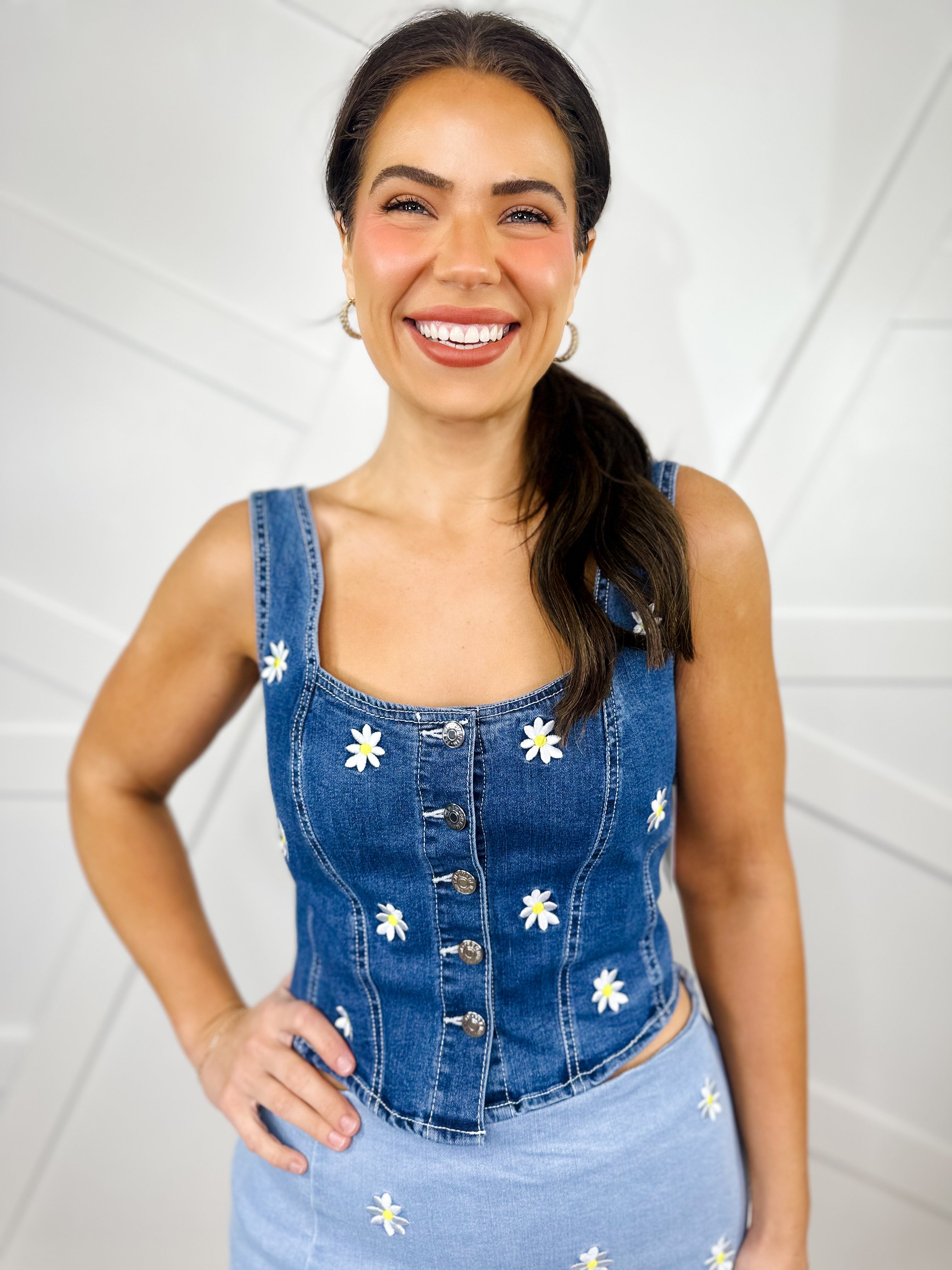 Daisy Jones Denim Vest-100 TANK/CROP TOPS-Love Tree-Heathered Boho Boutique, Women's Fashion and Accessories in Palmetto, FL