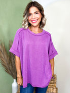 Simply Unfinished Ribbed Top-110 SHORT SLEEVE TOP-ZENANA-Heathered Boho Boutique, Women's Fashion and Accessories in Palmetto, FL