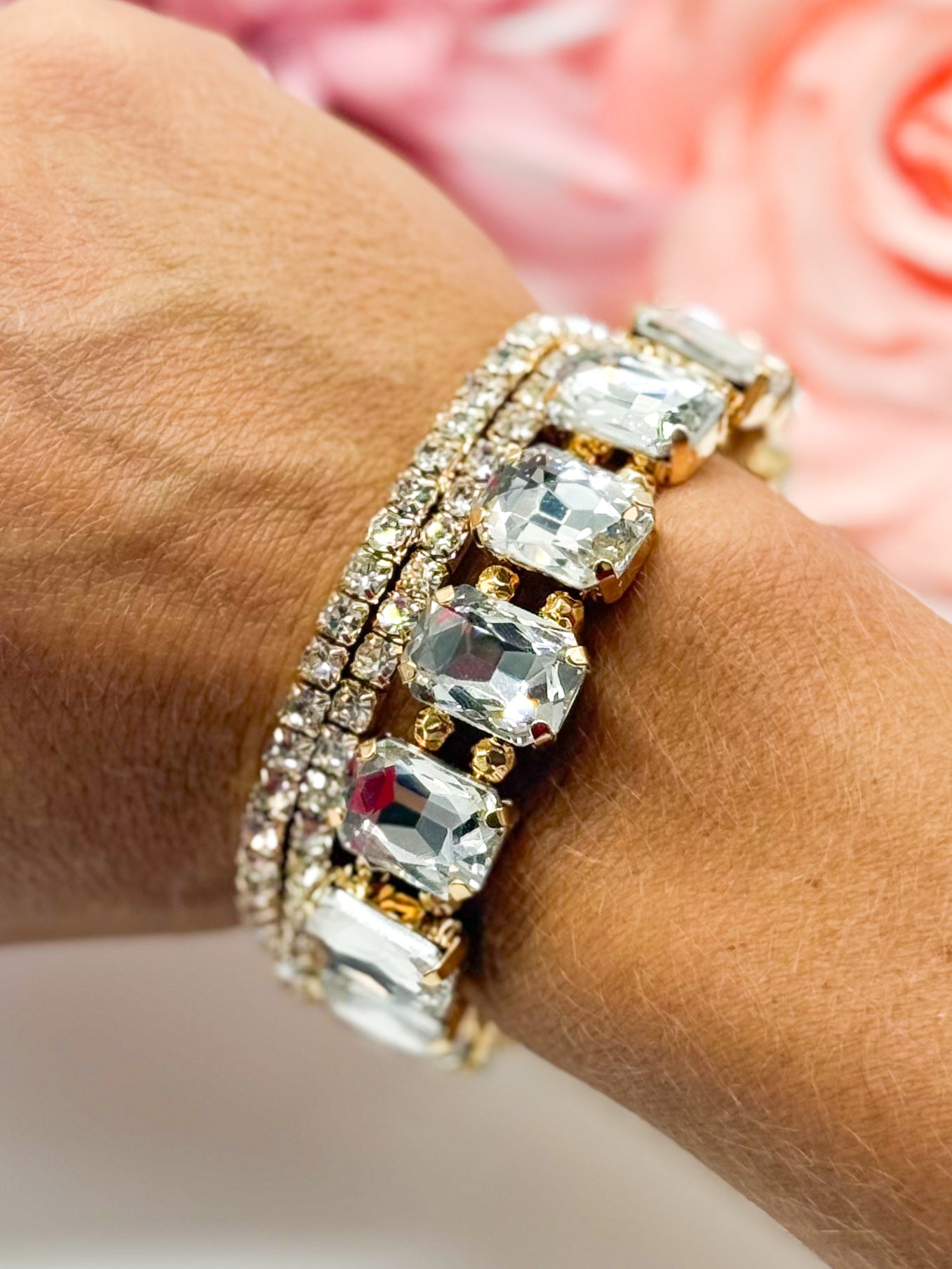 Colored Rhinestone Three Piece Bracelet Set-310 Jewelry-RM Manufacturing-Heathered Boho Boutique, Women's Fashion and Accessories in Palmetto, FL