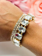 Colored Rhinestone Three Piece Bracelet Set-310 Jewelry-RM Manufacturing-Heathered Boho Boutique, Women's Fashion and Accessories in Palmetto, FL