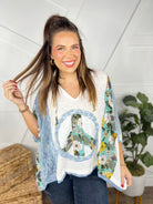 Custom POL Peace Out Top - Ivory Blue-110 Short Sleeve Top-POL-Heathered Boho Boutique, Women's Fashion and Accessories in Palmetto, FL