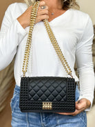 Donna Studded Chain Crossbody Bag-320 Bags-Jen & Co.-Heathered Boho Boutique, Women's Fashion and Accessories in Palmetto, FL