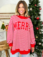 Feeling Merry Sweatshirt-125 SWEATER-Heathered Boho-Heathered Boho Boutique, Women's Fashion and Accessories in Palmetto, FL