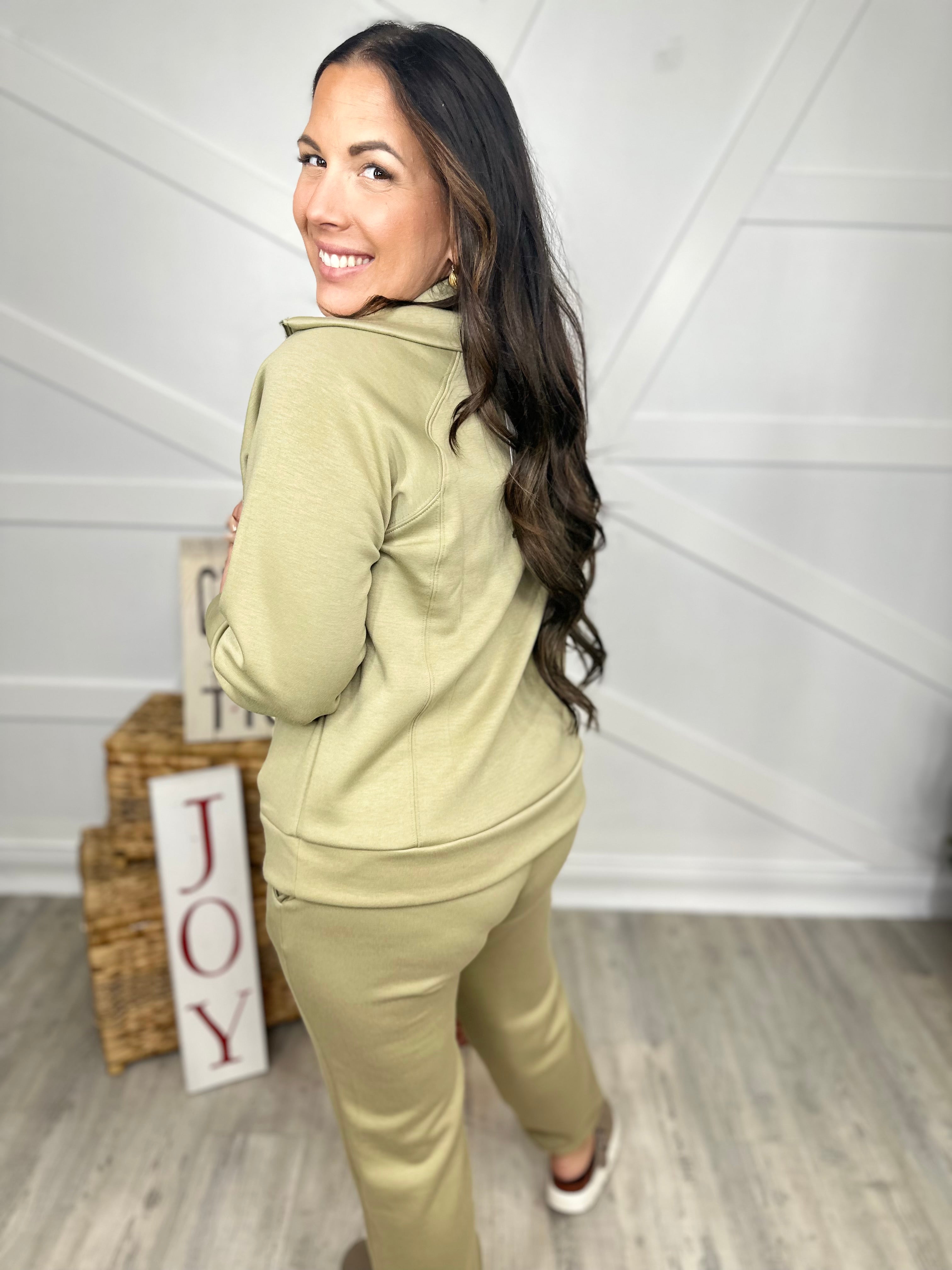 Hamptons Quarter Zip Pullover - Sage-120 Long Sleeve Tops-DEAR SCARLETT-Heathered Boho Boutique, Women's Fashion and Accessories in Palmetto, FL