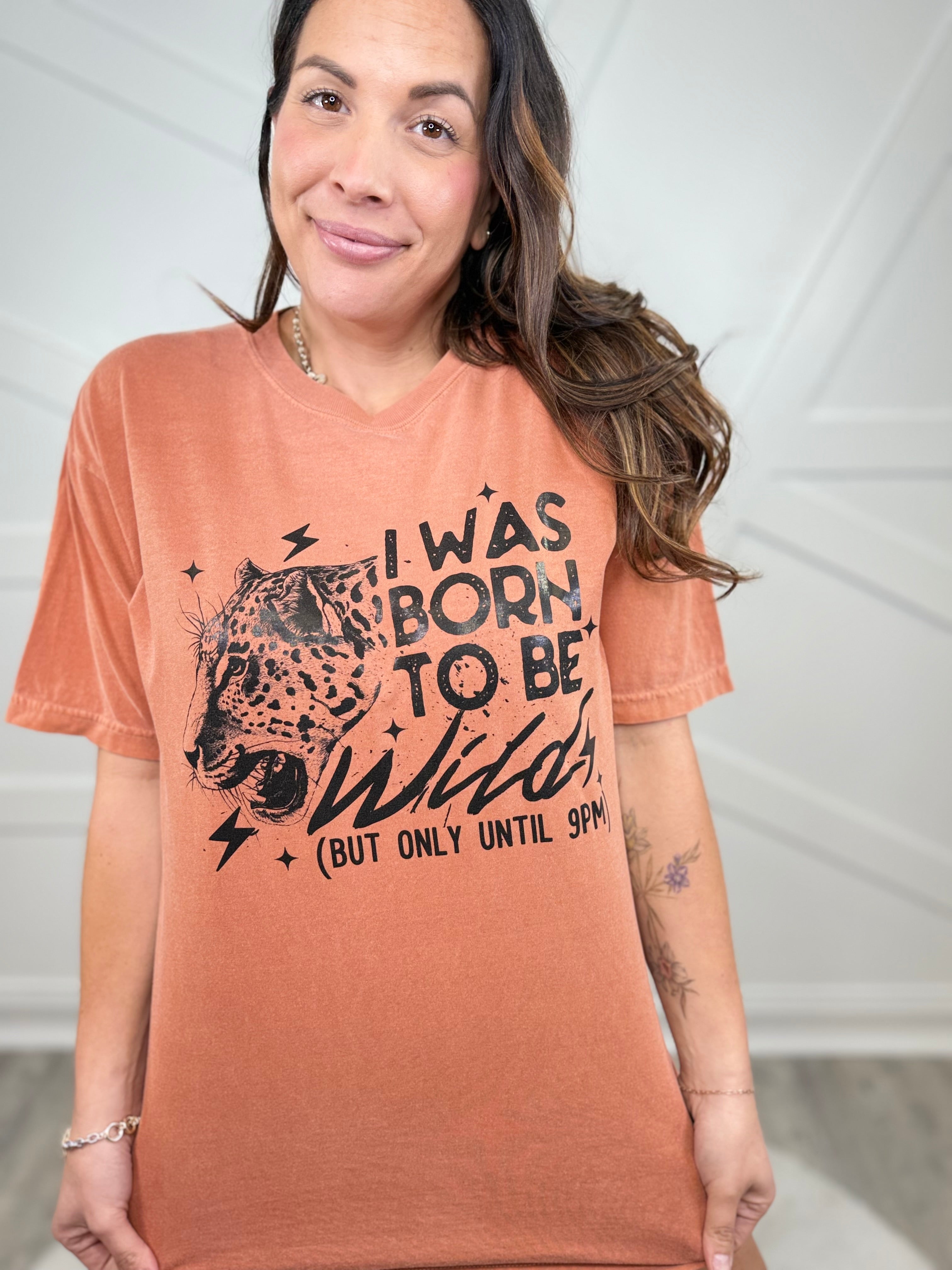 Wild Until 9 Graphic Tee- Black Text-130 Graphic Tees-Heathered Boho-Heathered Boho Boutique, Women's Fashion and Accessories in Palmetto, FL