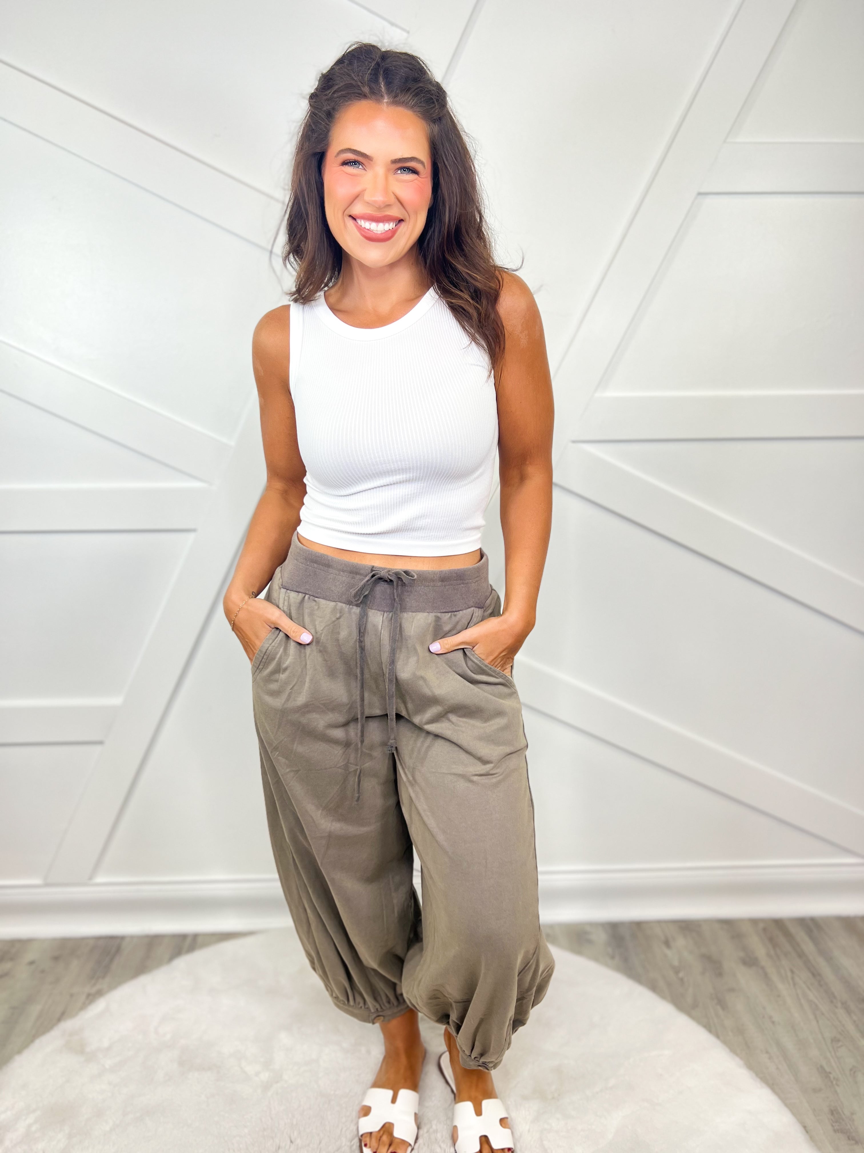 Restock: To the Sky Capri Bubble Pants-150 PANTS-Oddi-Heathered Boho Boutique, Women's Fashion and Accessories in Palmetto, FL