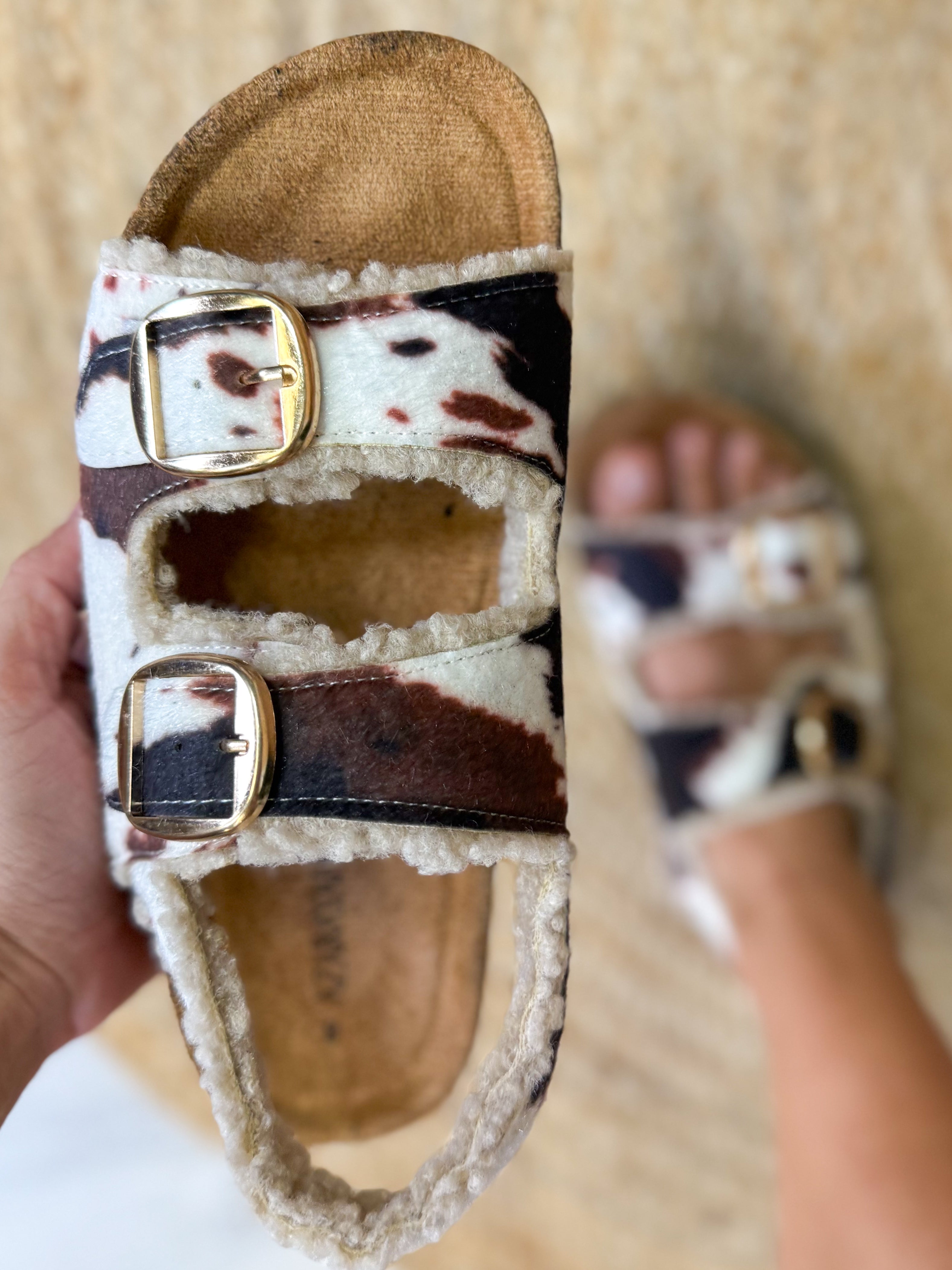 Black Friday: Maple Slippers - Cow-350 SHOES-Azarayah-Heathered Boho Boutique, Women's Fashion and Accessories in Palmetto, FL