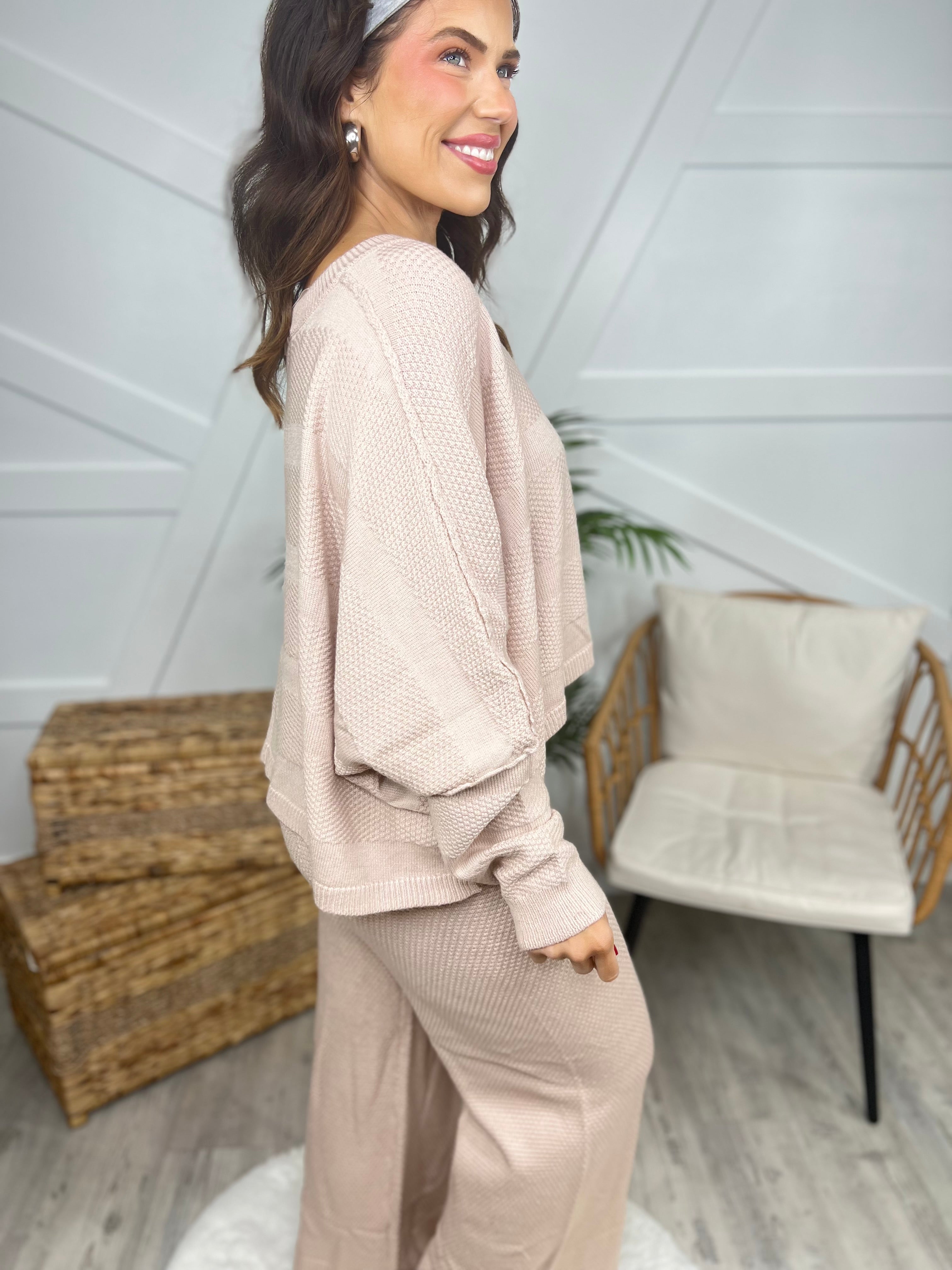 RESTOCK: Coastline Sweater Set-240 Activewear/Sets-Rae Mode-Heathered Boho Boutique, Women's Fashion and Accessories in Palmetto, FL