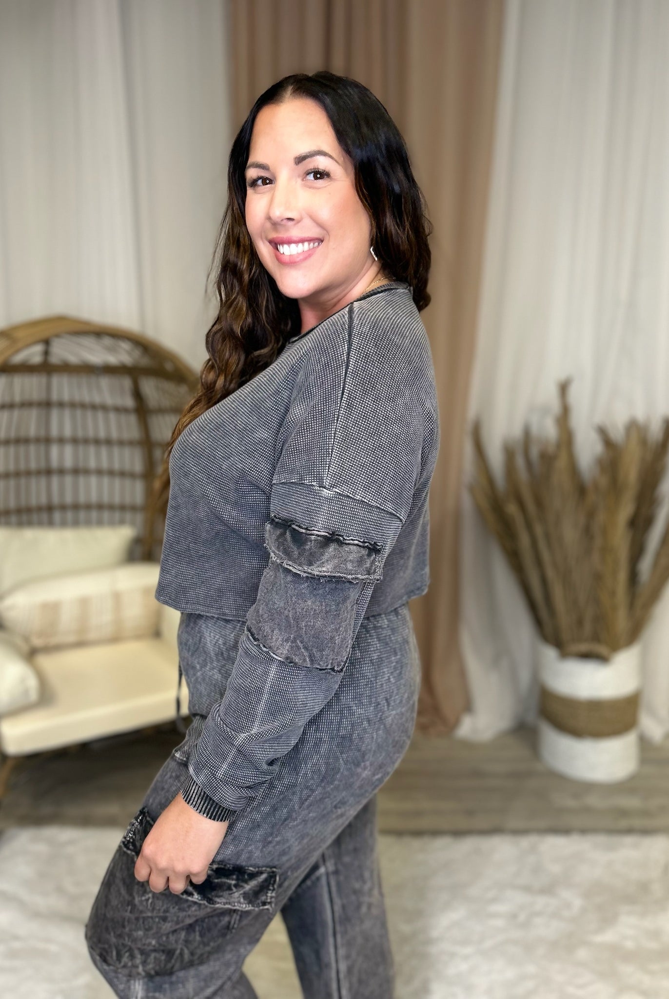 RESTOCK: On a Roll Long Sleeve Top-120 Long Sleeve Tops-J. Her-Heathered Boho Boutique, Women's Fashion and Accessories in Palmetto, FL