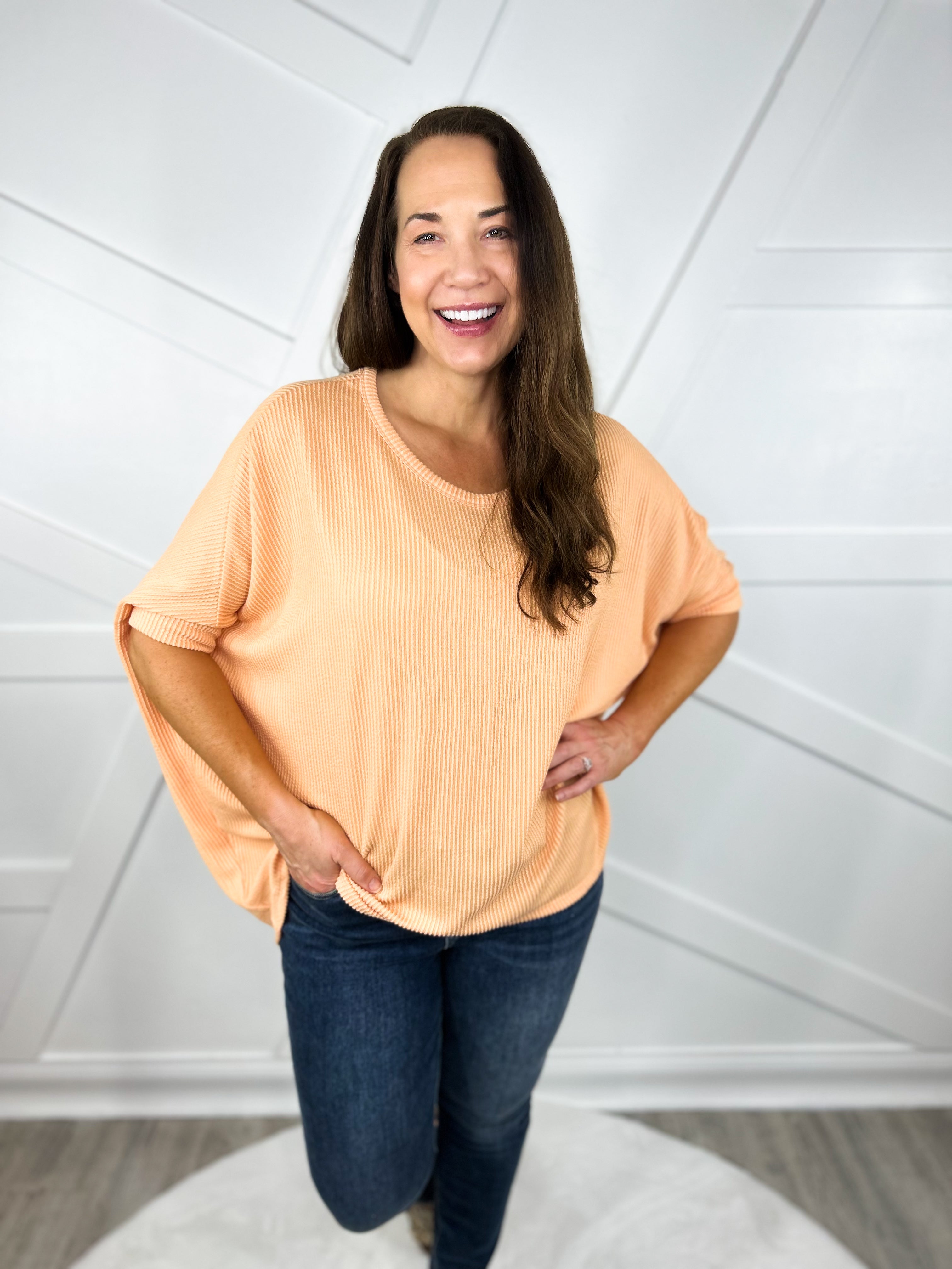 Firm and Fair Top-110 Short Sleeve Top-Andree by Unit-Heathered Boho Boutique, Women's Fashion and Accessories in Palmetto, FL