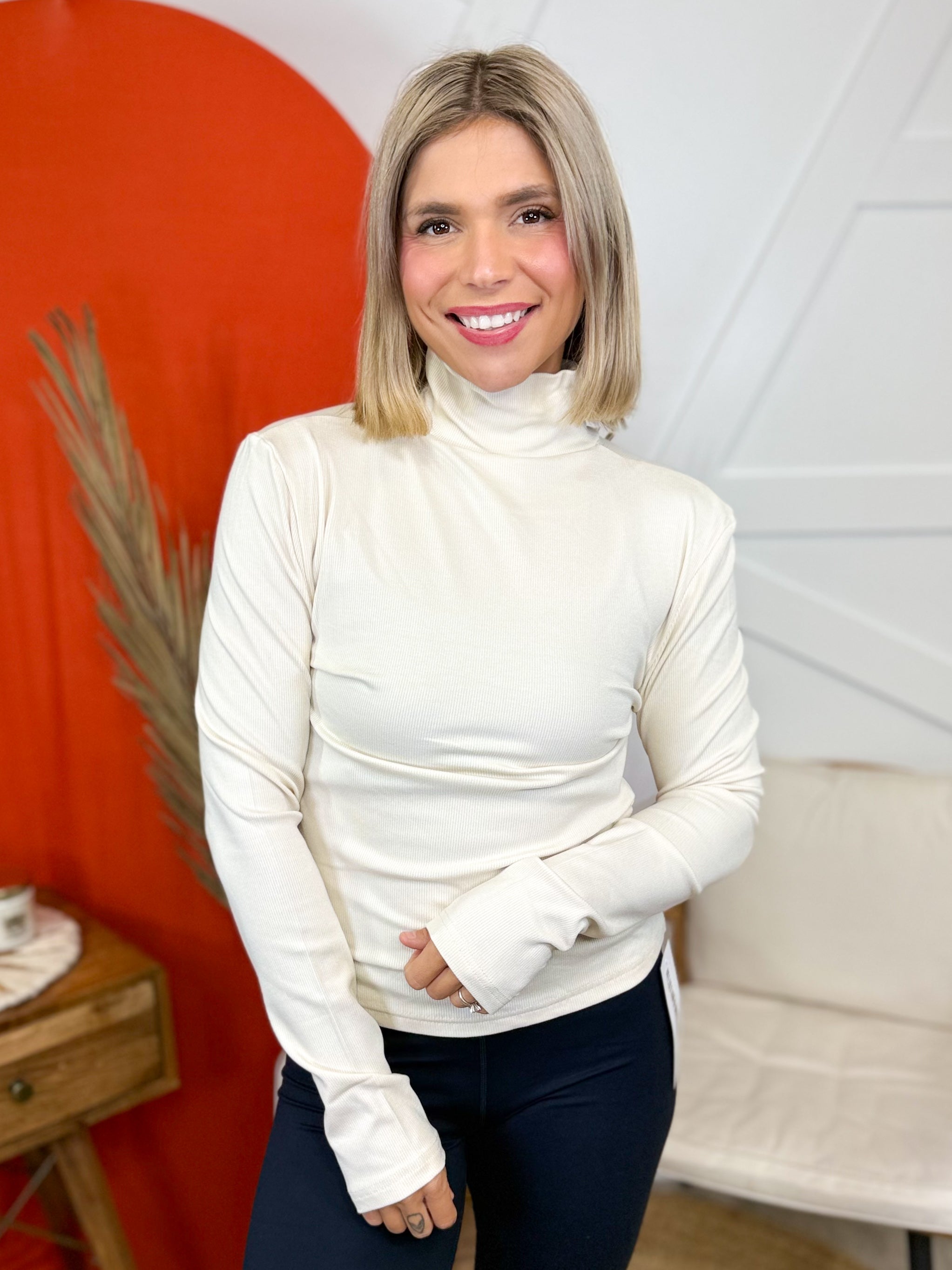 RESTOCK: Good Feeling Turtleneck Top-120 Long Sleeve Tops-Mono B-Heathered Boho Boutique, Women's Fashion and Accessories in Palmetto, FL