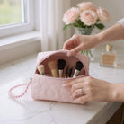 Solid Color Quilted Fabric Makeup Pouch-340 Other Accessories-TAPA fashion-Heathered Boho Boutique, Women's Fashion and Accessories in Palmetto, FL