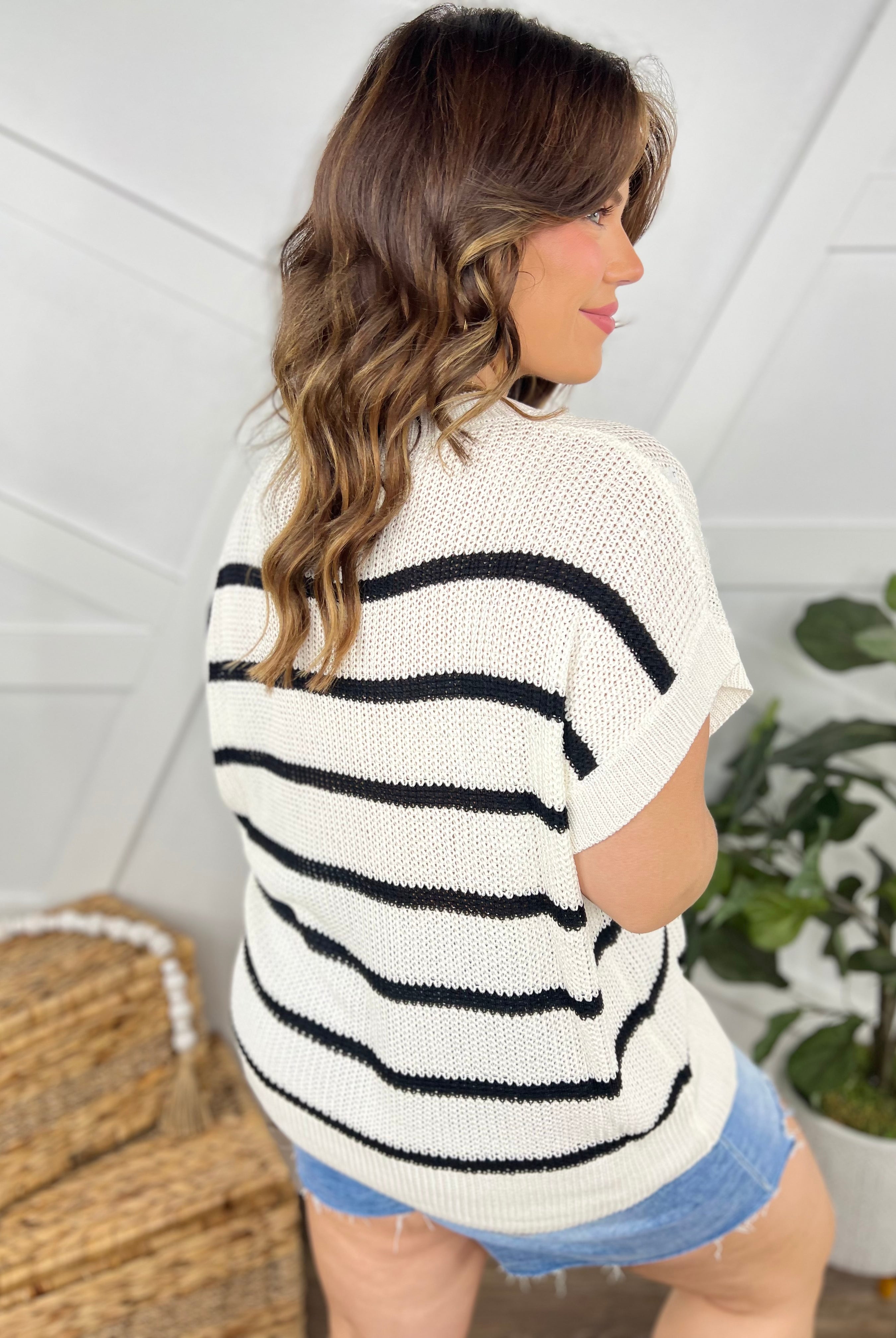 Vacay Mode Sweater Top-110 Short Sleeve Top-Bibi-Heathered Boho Boutique, Women's Fashion and Accessories in Palmetto, FL