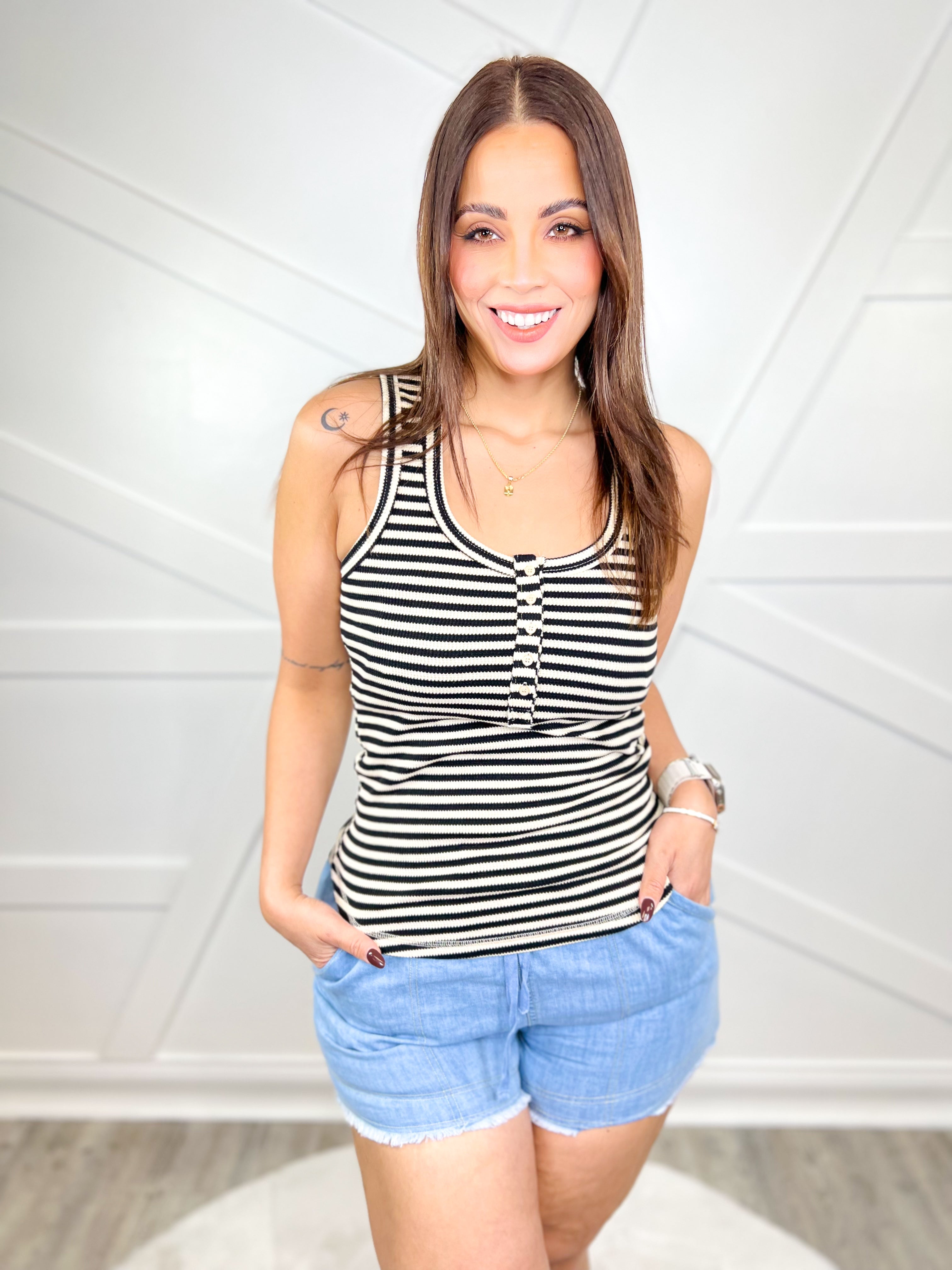 Dionne Striped Tank Top-100 TANK/CROP TOPS-VERY J-Heathered Boho Boutique, Women's Fashion and Accessories in Palmetto, FL