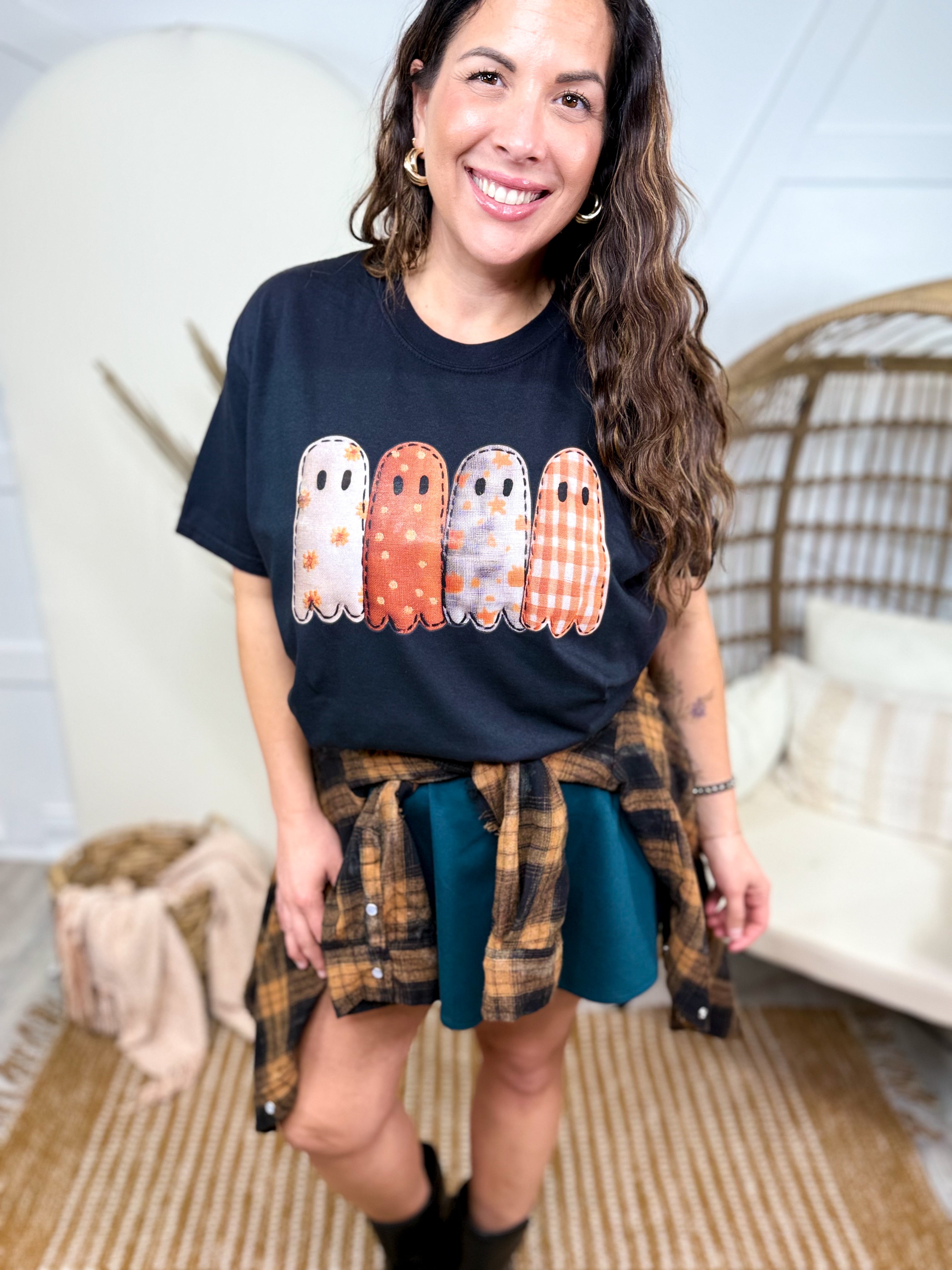 4 Quilted Ghosts Graphic Tee-130 Graphic Tees-Heathered Boho-Heathered Boho Boutique, Women's Fashion and Accessories in Palmetto, FL
