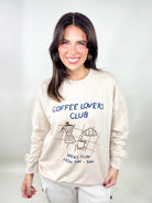 Coffee Lovers Club Sweatshirt-120 Long Sleeve Tops-GILLI-Heathered Boho Boutique, Women's Fashion and Accessories in Palmetto, FL