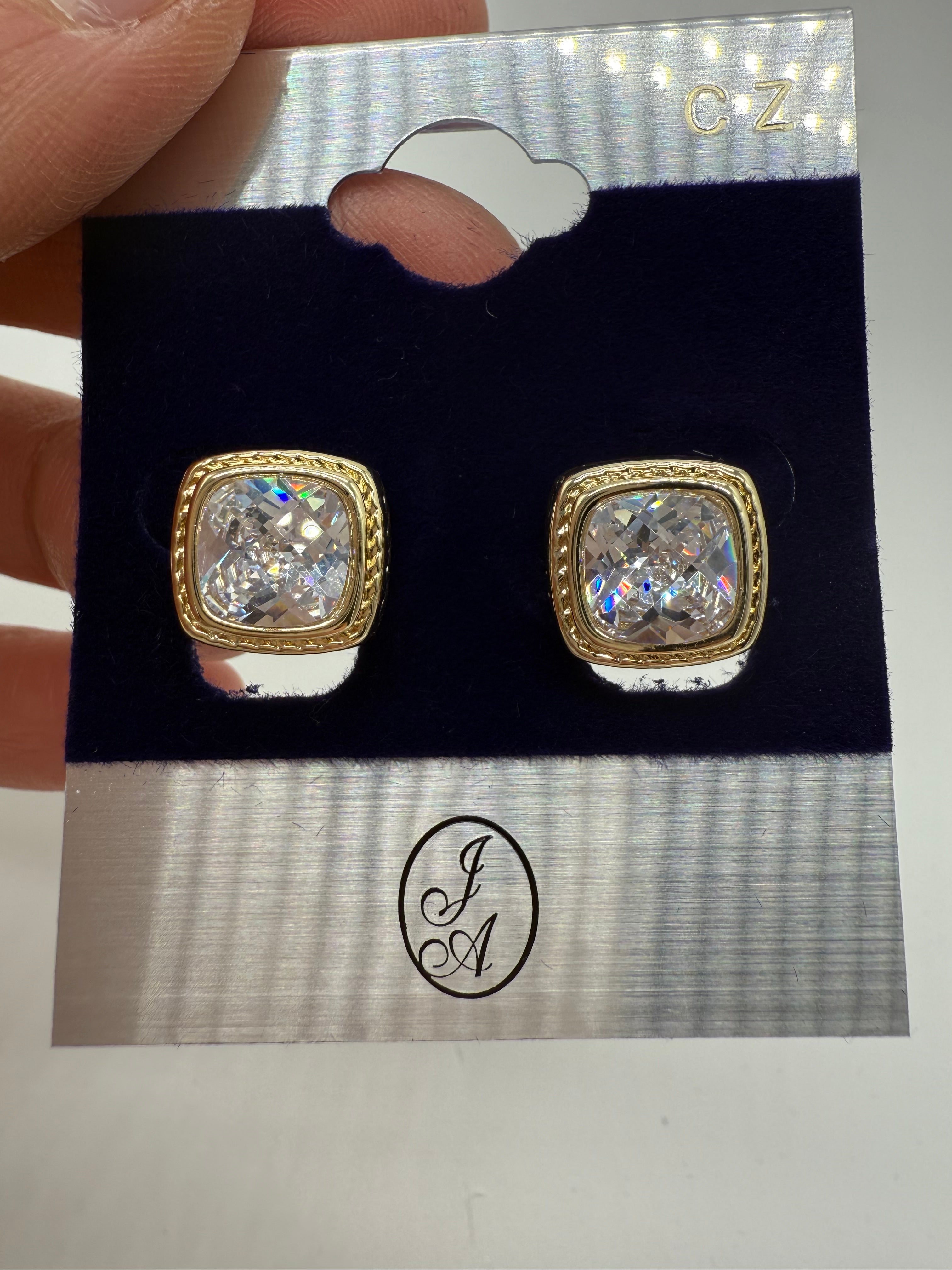 Square CZ Studs-310 Jewelry-Joseph Anthony NY, Inc-Heathered Boho Boutique, Women's Fashion and Accessories in Palmetto, FL