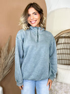 Grab & Go 3/4 Zip Sweatshirt-200 JACKETS/SHACKETS-ZENANA-Heathered Boho Boutique, Women's Fashion and Accessories in Palmetto, FL