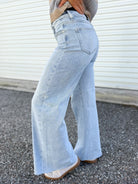 Moment of Truth Palazzo Jeans by Risen-190 JEANS-Risen Jeans-Heathered Boho Boutique, Women's Fashion and Accessories in Palmetto, FL