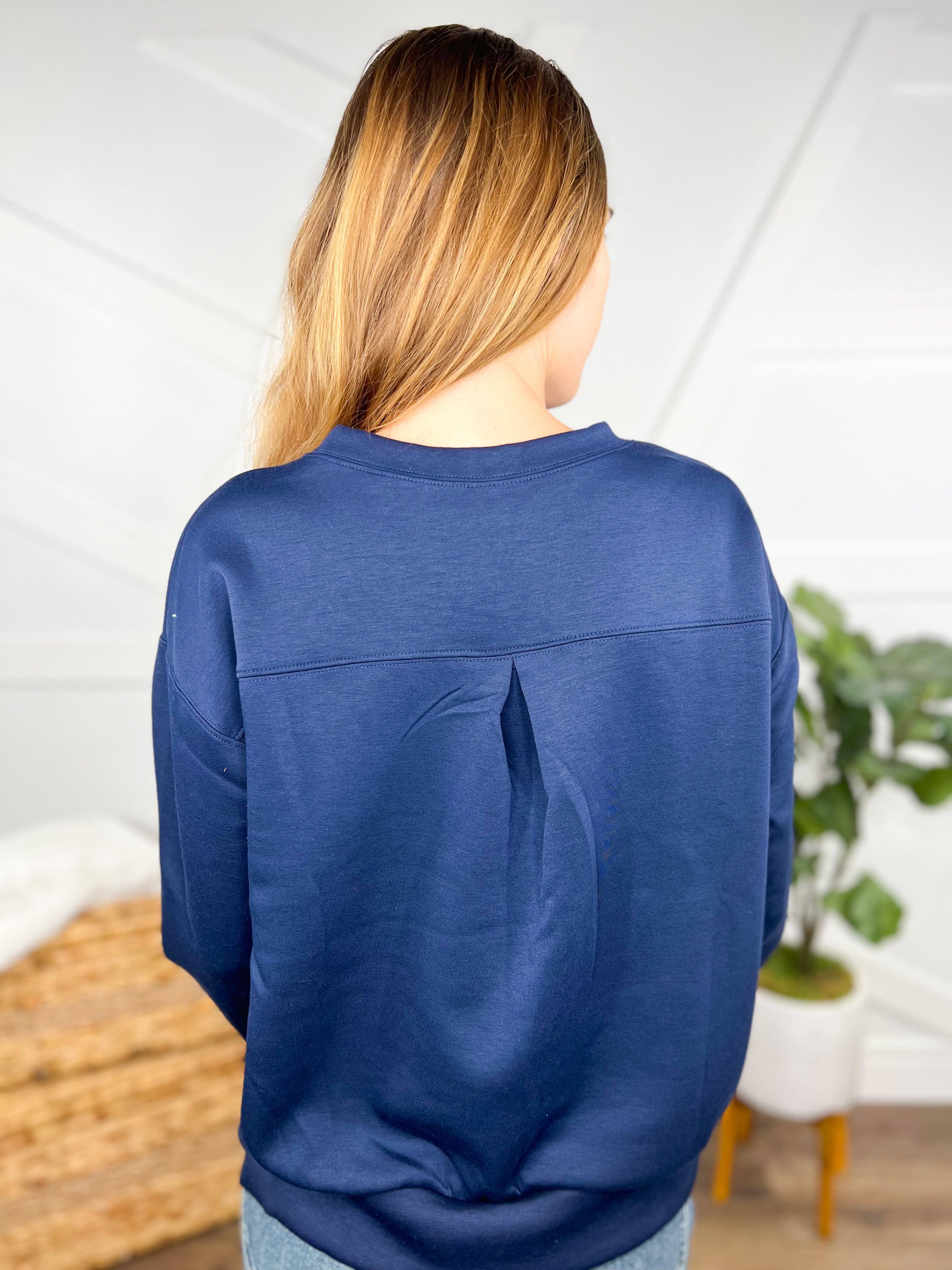 Malibu Pullover - Navy-120 Long Sleeve Tops-DEAR SCARLETT-Heathered Boho Boutique, Women's Fashion and Accessories in Palmetto, FL