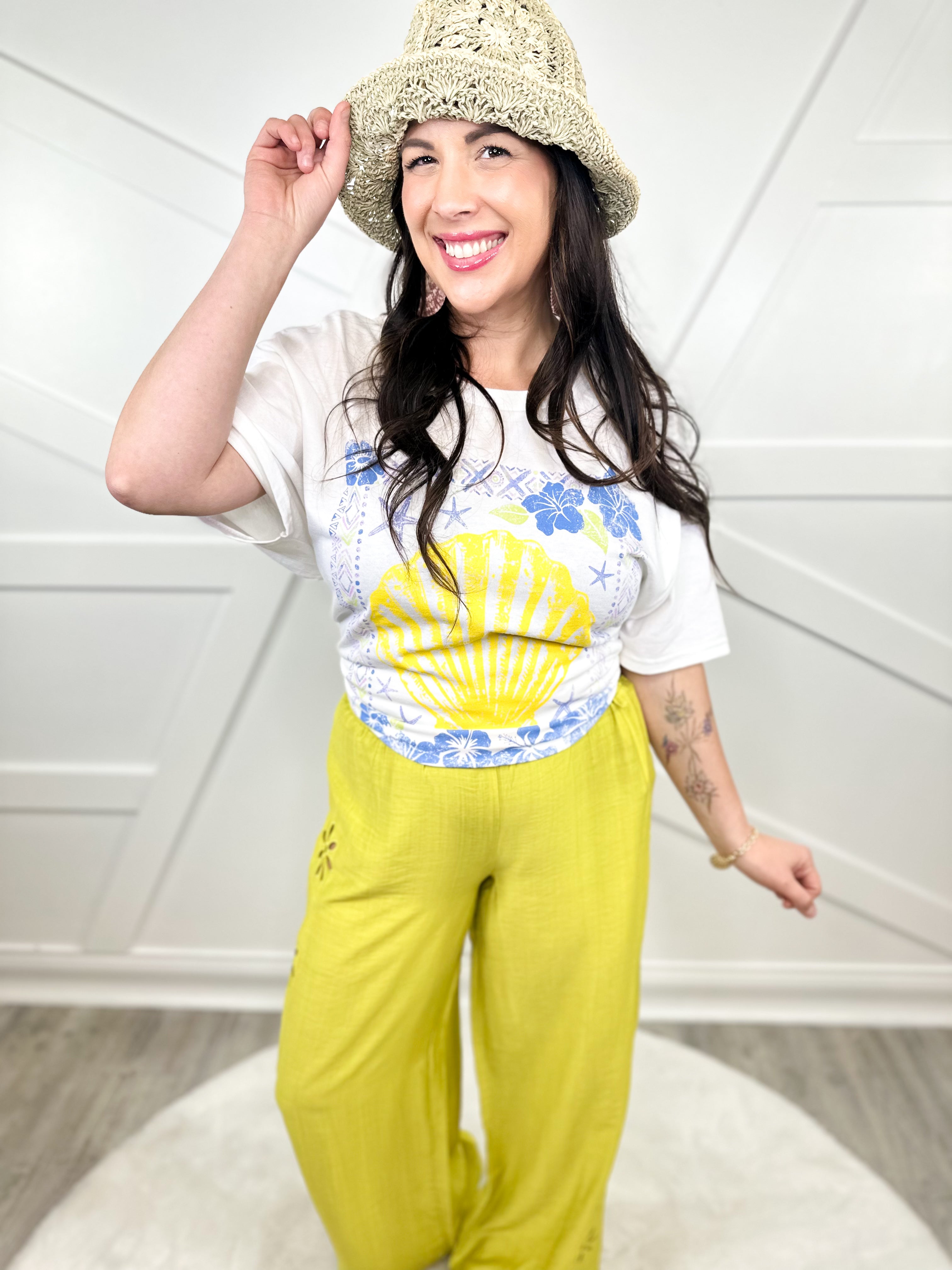 Seashell Graphic Tee-130 Graphic Tees-Sweet Claire-Heathered Boho Boutique, Women's Fashion and Accessories in Palmetto, FL