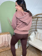 Ash Wash Quarter Zip Hoodie- Cinnamon-210 Hoodies-Birdie & Co-Heathered Boho Boutique, Women's Fashion and Accessories in Palmetto, FL