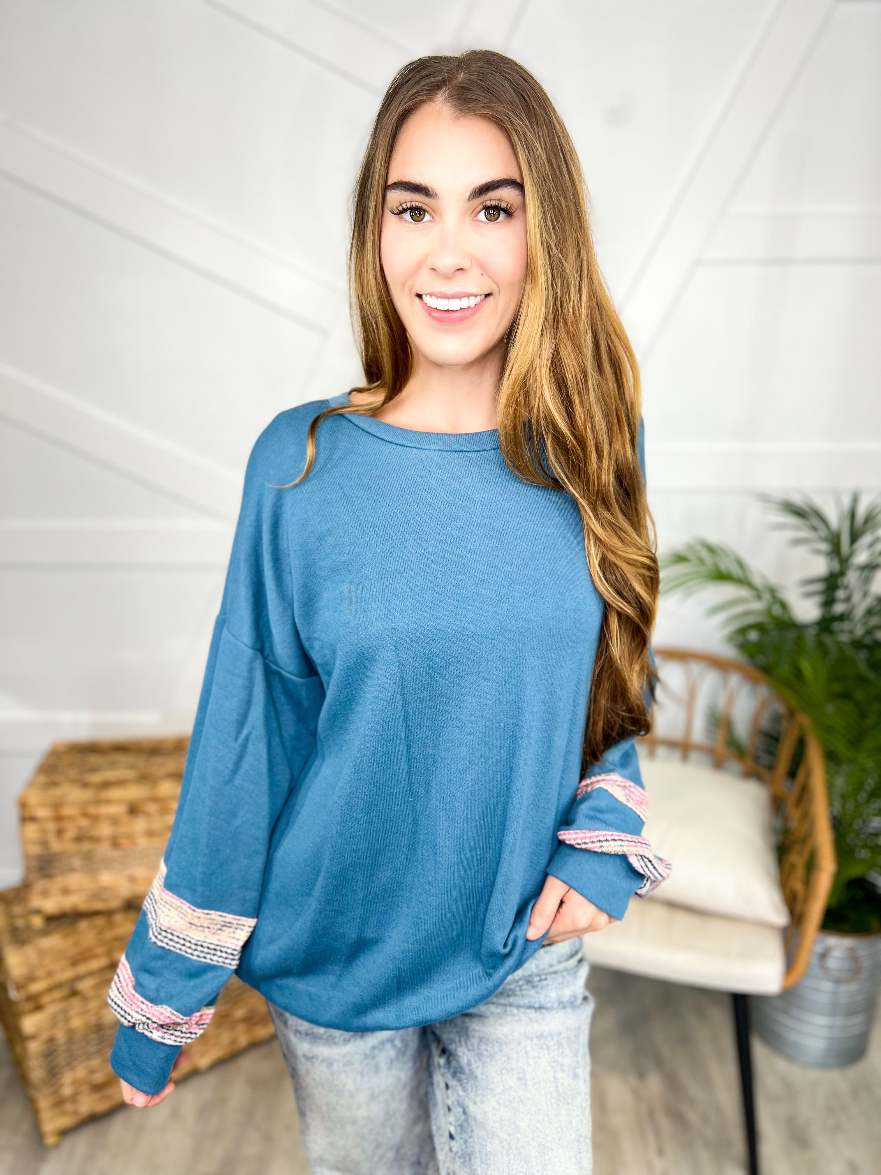 Dakota Long Sleeve Top-120 Long Sleeve Tops-Lovely Melody-Heathered Boho Boutique, Women's Fashion and Accessories in Palmetto, FL