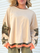 Camo Companion Top-120 LONG SLEEVE TOPS-ODDI-Heathered Boho Boutique, Women's Fashion and Accessories in Palmetto, FL
