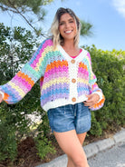 Chasing Color Knit Cardigan-220 CARDIGANS KIMONOS-POLAGRAM-Heathered Boho Boutique, Women's Fashion and Accessories in Palmetto, FL