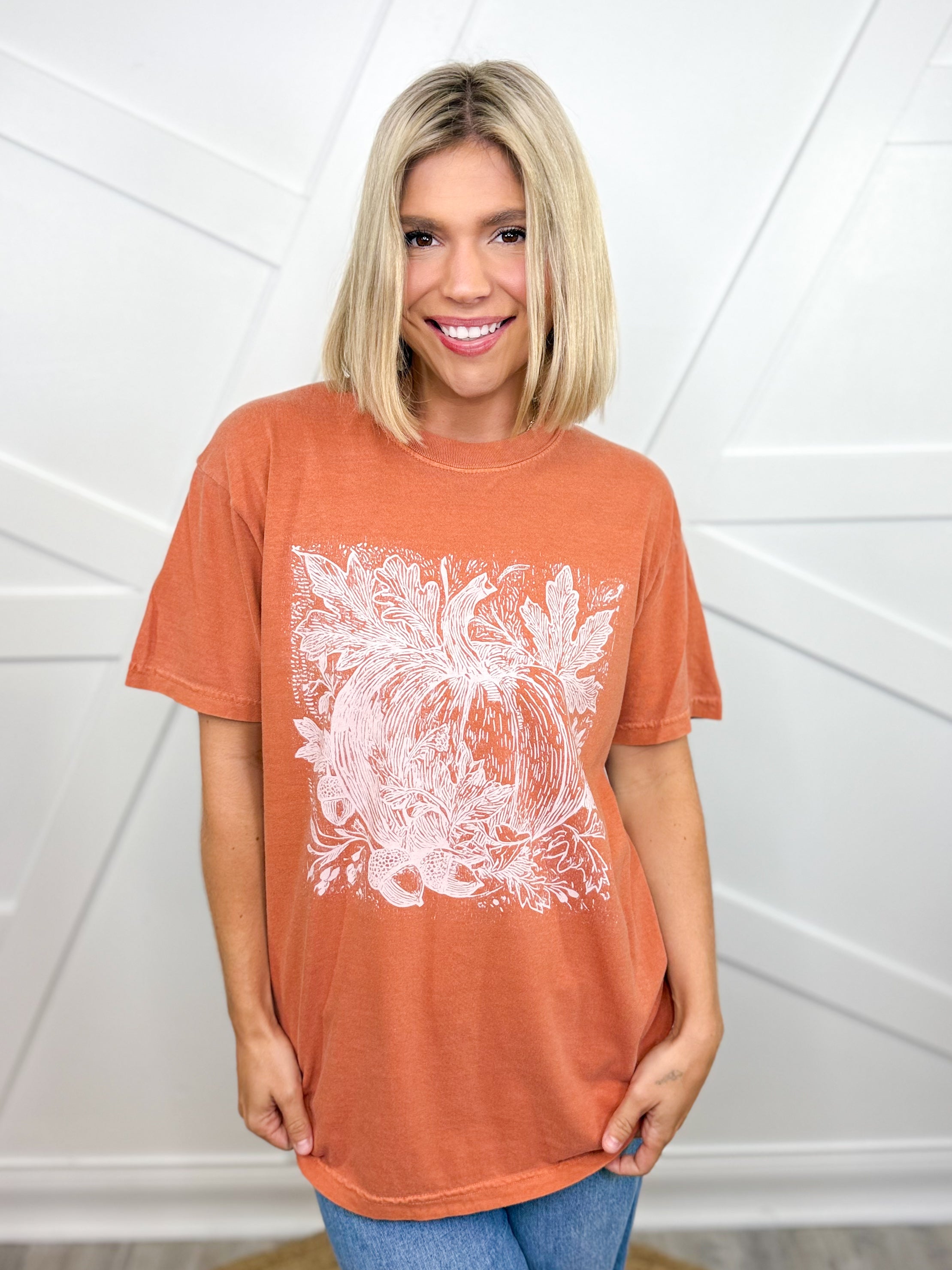 Pumpkin Linework Sketch-130 Graphic Tees-Heathered Boho-Heathered Boho Boutique, Women's Fashion and Accessories in Palmetto, FL